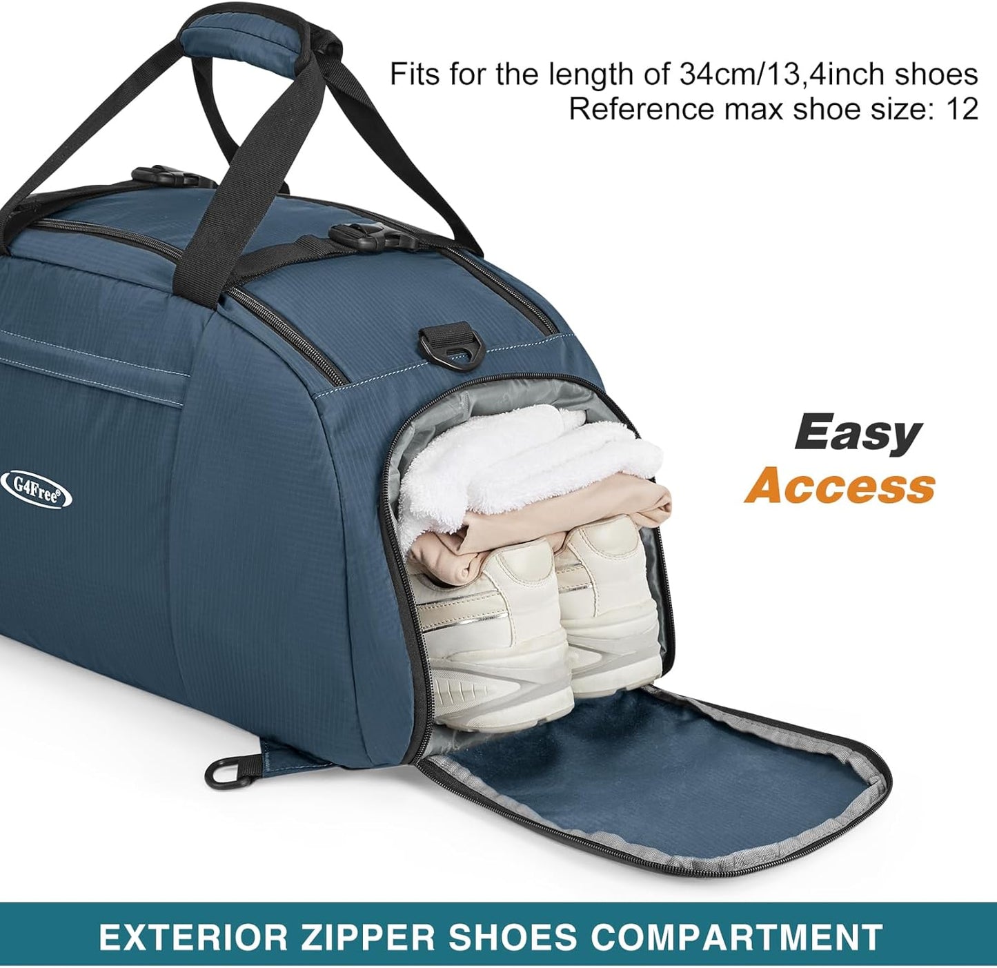 G4Free 40L 3-Way Duffle Bag Backpack Gym Bag for Men Women Sports Duffel Bag with Shoe Compartment Travel Backpack Luggage