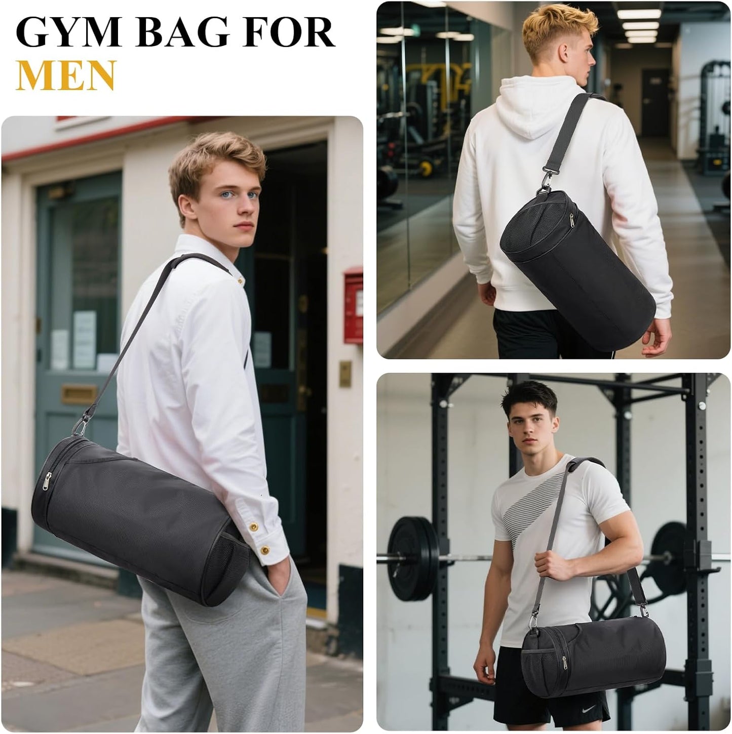 Small Sports Gym Bag Workout Lightweight Mini Duffel Bags for Men Women,Daily Bag,Medium(Black)