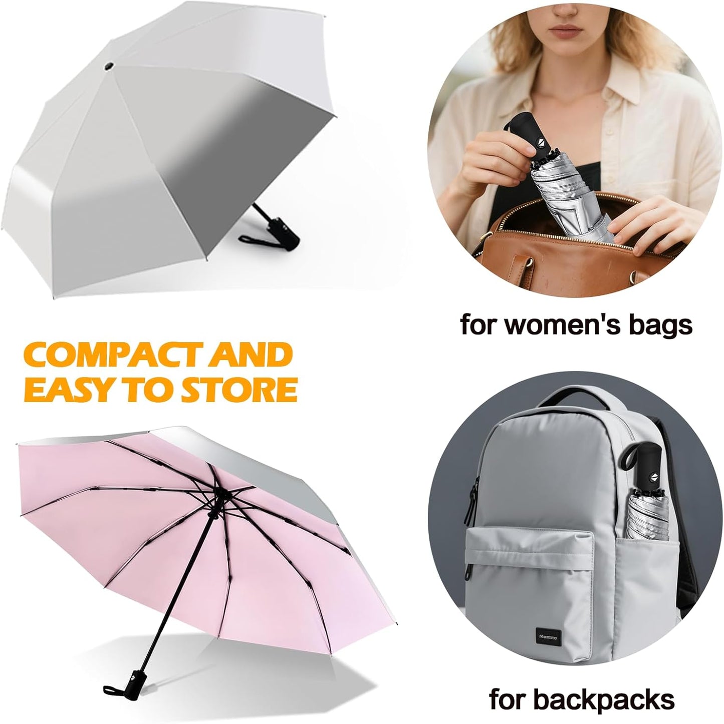 42/46/50inch Compact Umbrella Travel Size Umbrellas for Rain Waterproof And Wind Resistant Auto Open Close UPF 50+ UV Umbrella Sun Umbrellas UV Protection