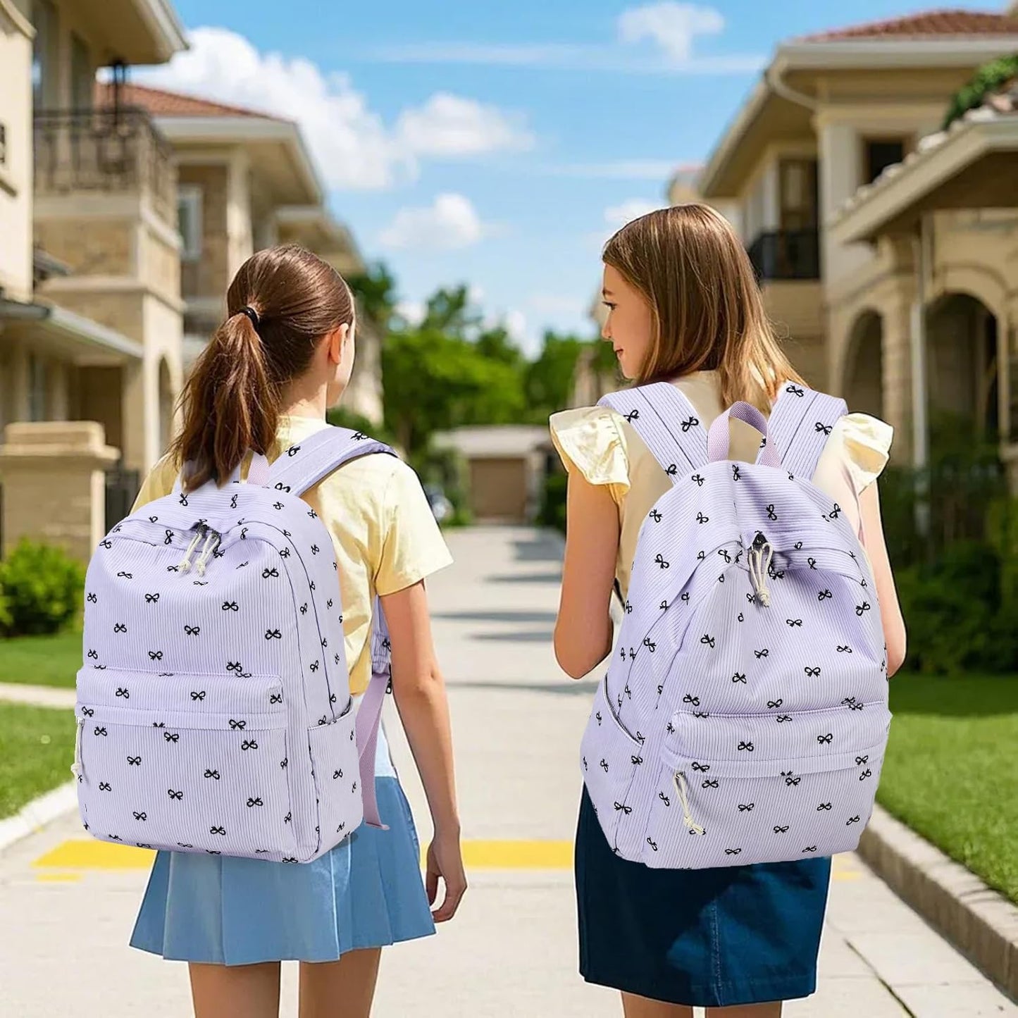 LEDAOU Backpack for Girls School Bag Kids Bookbag Teen Backpack Set Daypack with Lunch Bag and Pencil Case