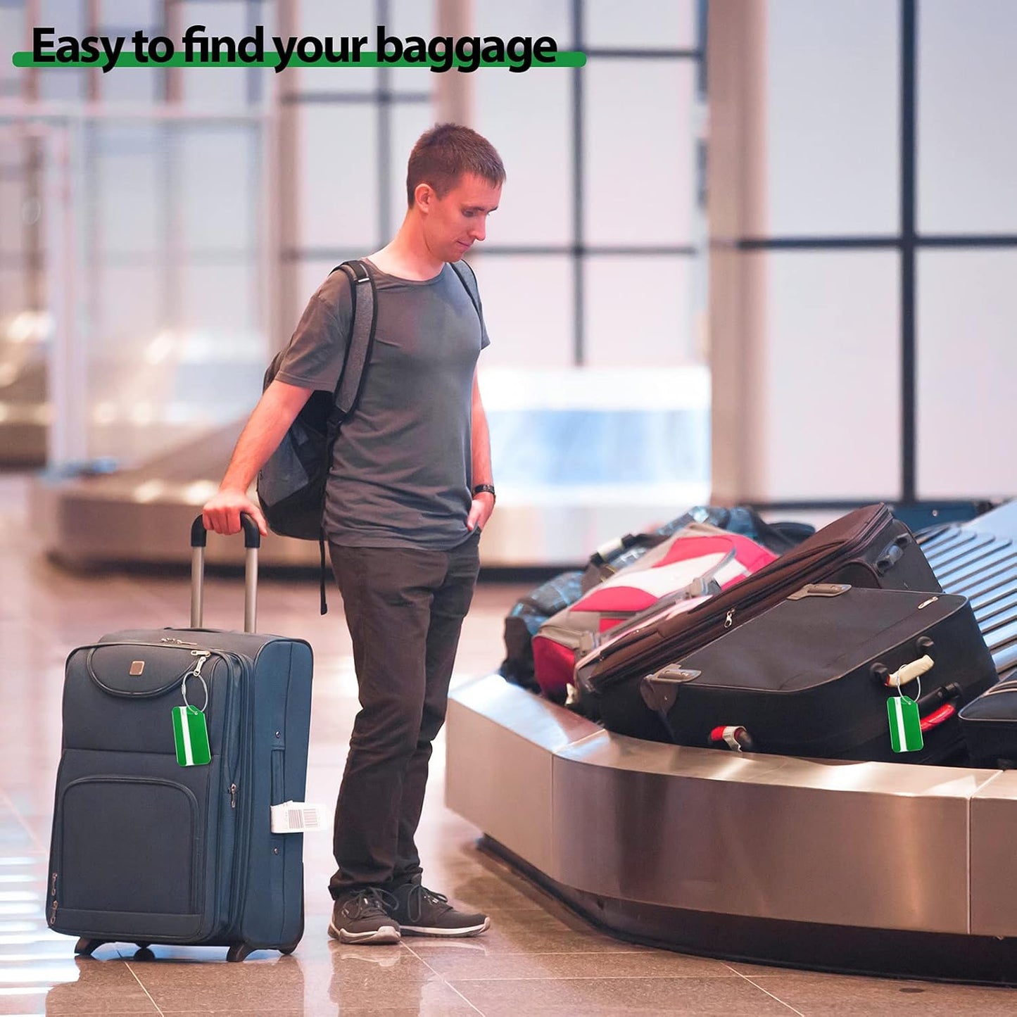 12 Pieces Luggage Tags Business Card Holder Aluminum Metal Travel ID Bag Tag for Suitcases Travel Luggage Baggage Identifier(Green)