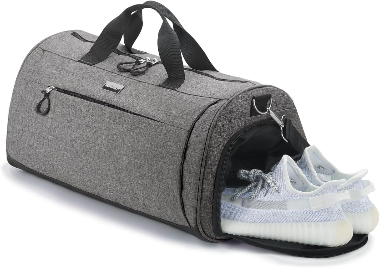 TOPDesign Gym Bag for Women & Men, Unisex Duffel Bag with Shoe Compartment & Wet Pocket for Travel Sports Gym (M Textured Grey)