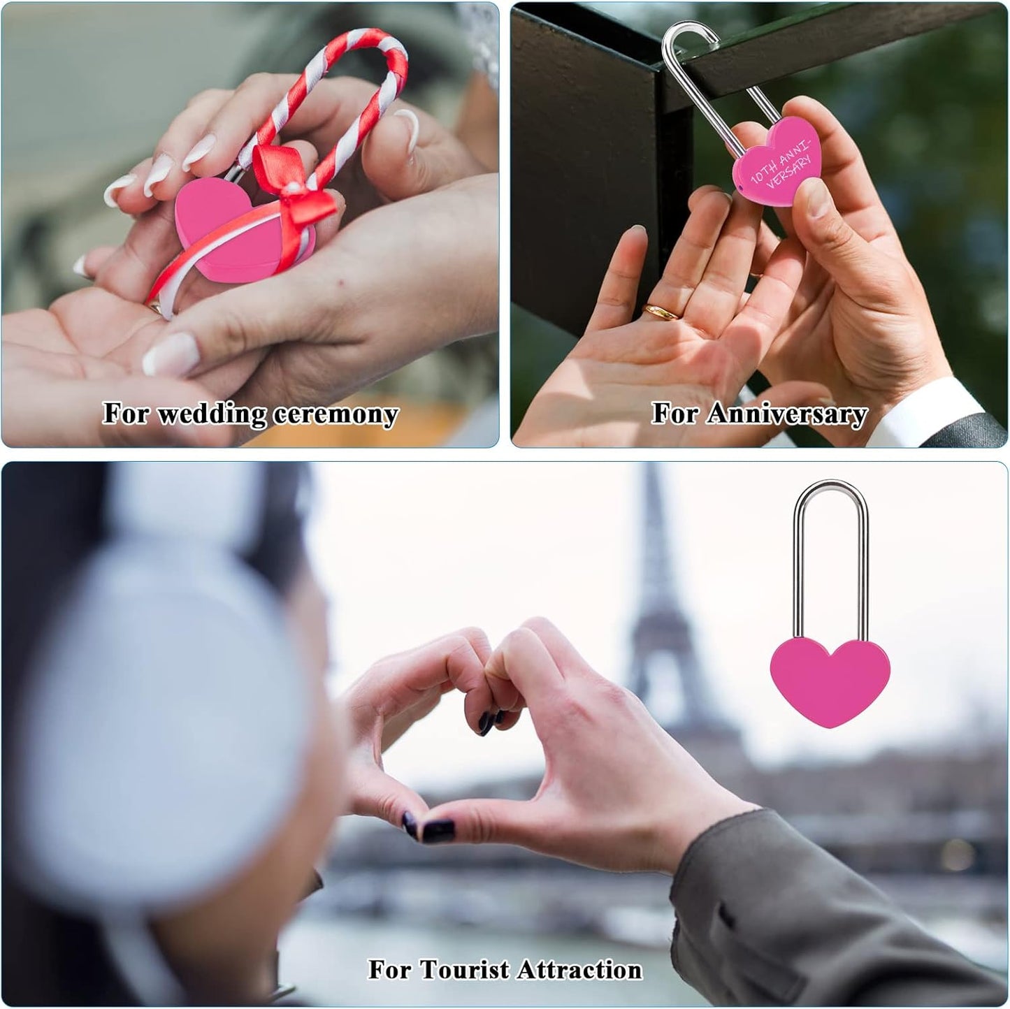 100PCS 3.5" 50mm Love Lock Heart Padlock,Rose Red Single Heart Wish Lock for Lovers Wedding,Valentines,Anniversary,Travel(NO Key)