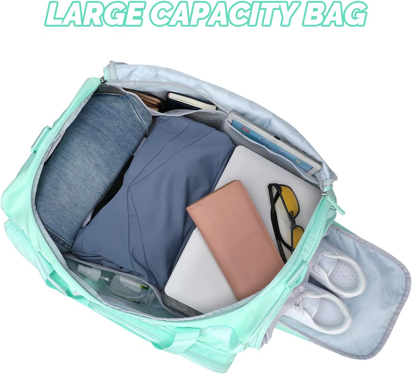 MAXTOP Gym Bag for Women Men Travel Duffle Bag Large Capacity Carry On Weekender Overnight Bag With Shoe Compartment Gym Tote Dry Wet Separation Duffel Bag for Travel