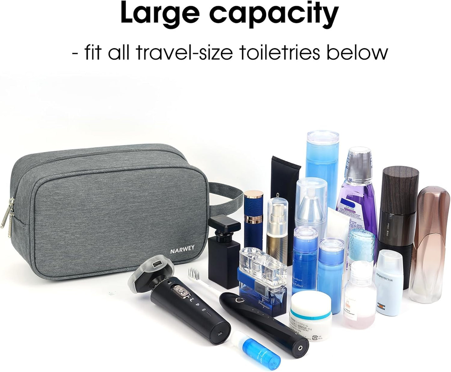 Narwey Travel Toiletry Bag for Women Traveling Dopp Kit Men Travel Bag for Toiletries Cosmetic Bag Makeup Bag Medicine Bag for Traveling