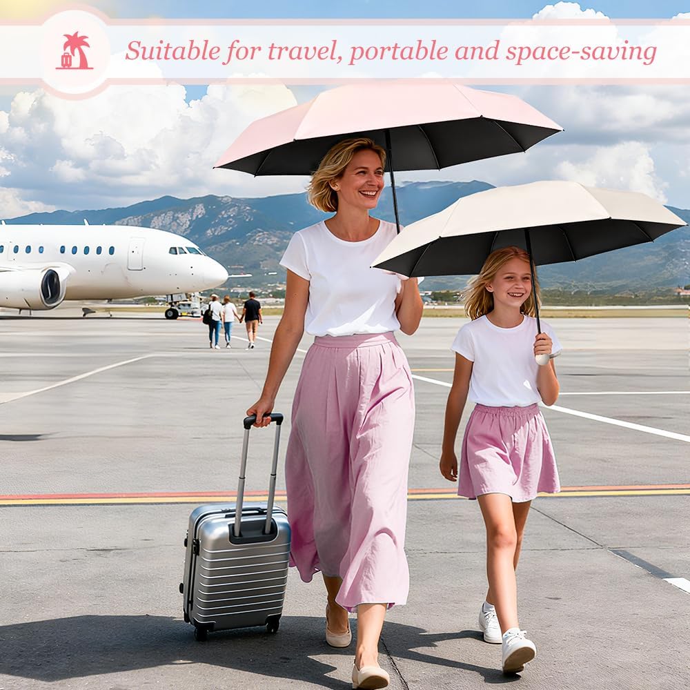 TOPSAIL Mini Umbrella Compact for Travel, UV Sun Protection(UPF50+), Waterproof for Light Rain, Suitable for Women & Kids With a Case, Manual Folding Small Pocket Size Ufor Backpack/Purse