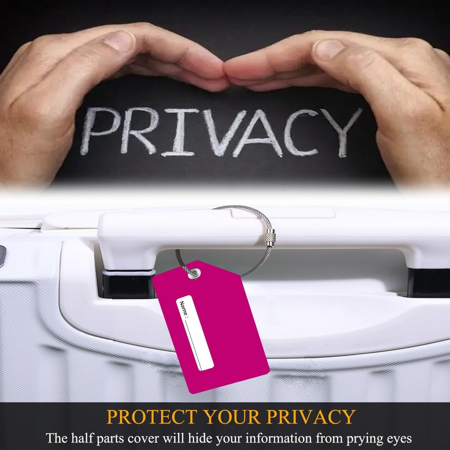 10 Pack Silicone Luggage Tag for Suitcases with Stainless Loop, Privacy Protection Travel Bag Tags Perfect to Quickly Spot Baggage Handbag (Multicolour)