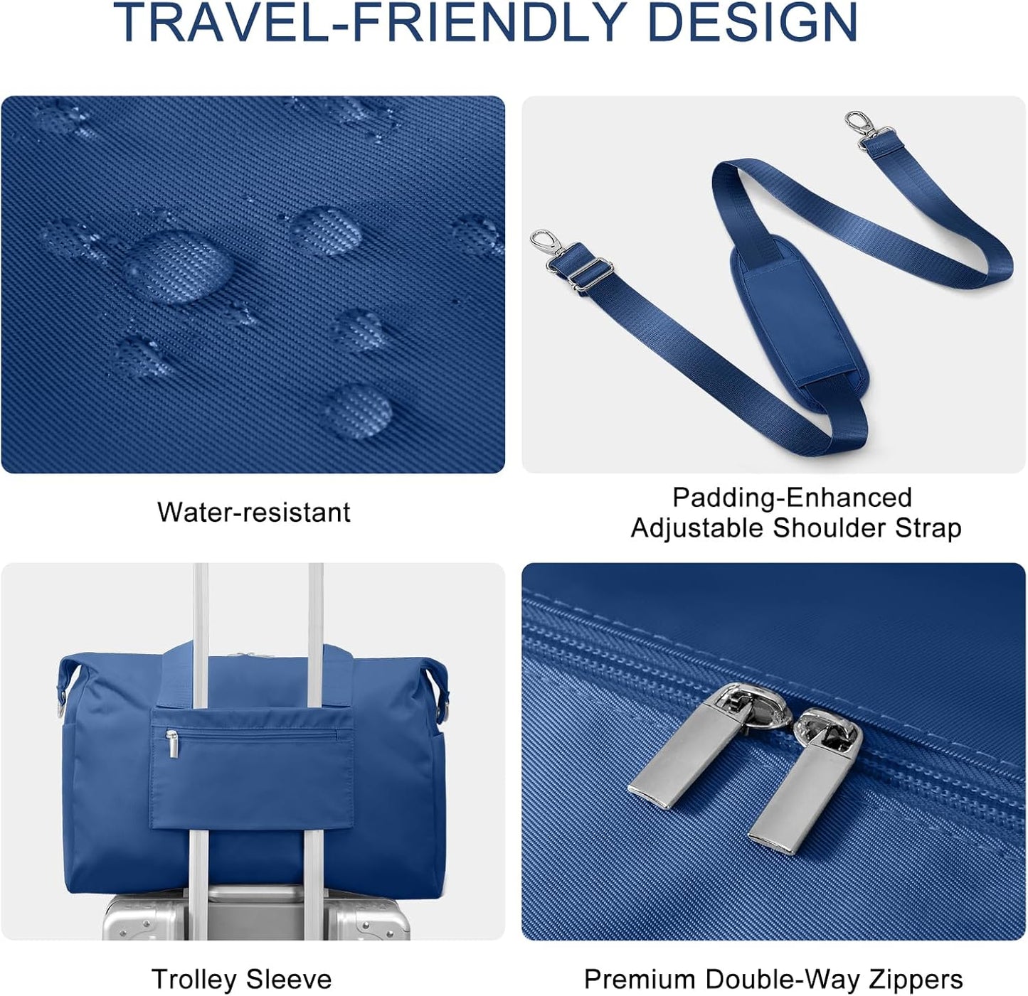 18x14x8 Personal Item Bag with Wet Pocket & Toiletry Bag, Travel Duffel Bag for Gym Underseat Weekender Carry On Luggage for Women Men (Navy Blue)