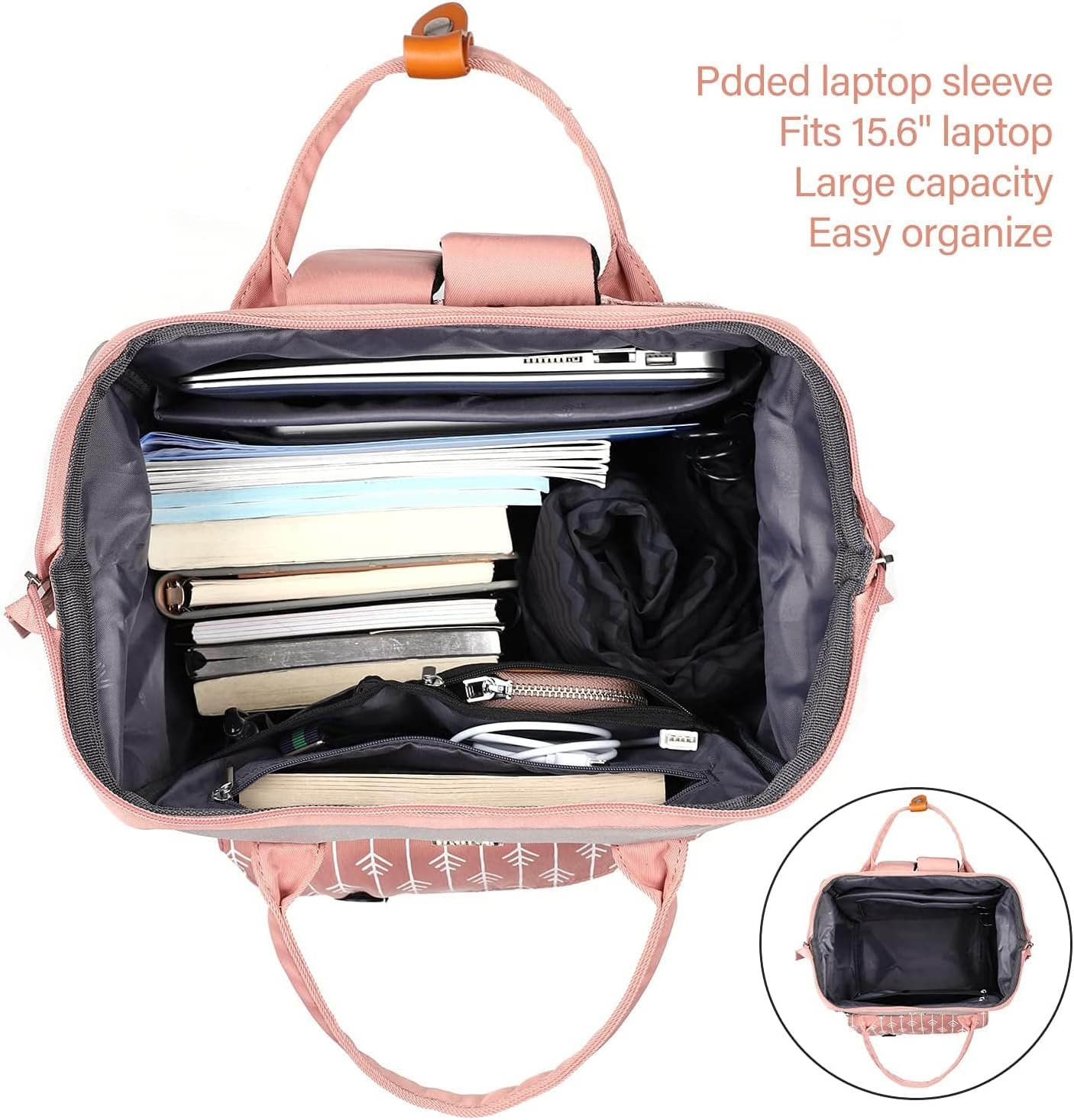 17.3 Inch Laptop Backpack for Women, Travel Anti Theft School Backpack with USB Charging Port, Water Resistant College School Computer Bag Gifts for Women, Girls, Teacher