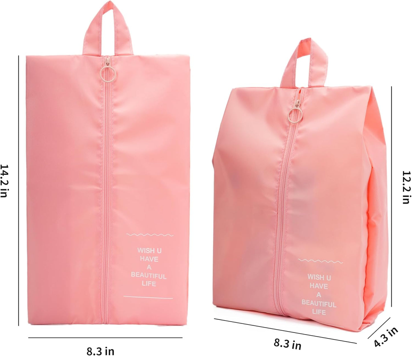 Shoe Bags for Travel, 2 Pack Large Multi-color Shoe Bags for Men Women, Waterproof Portable Shoe Organizer bag with Sturdy Zipper (Pink)