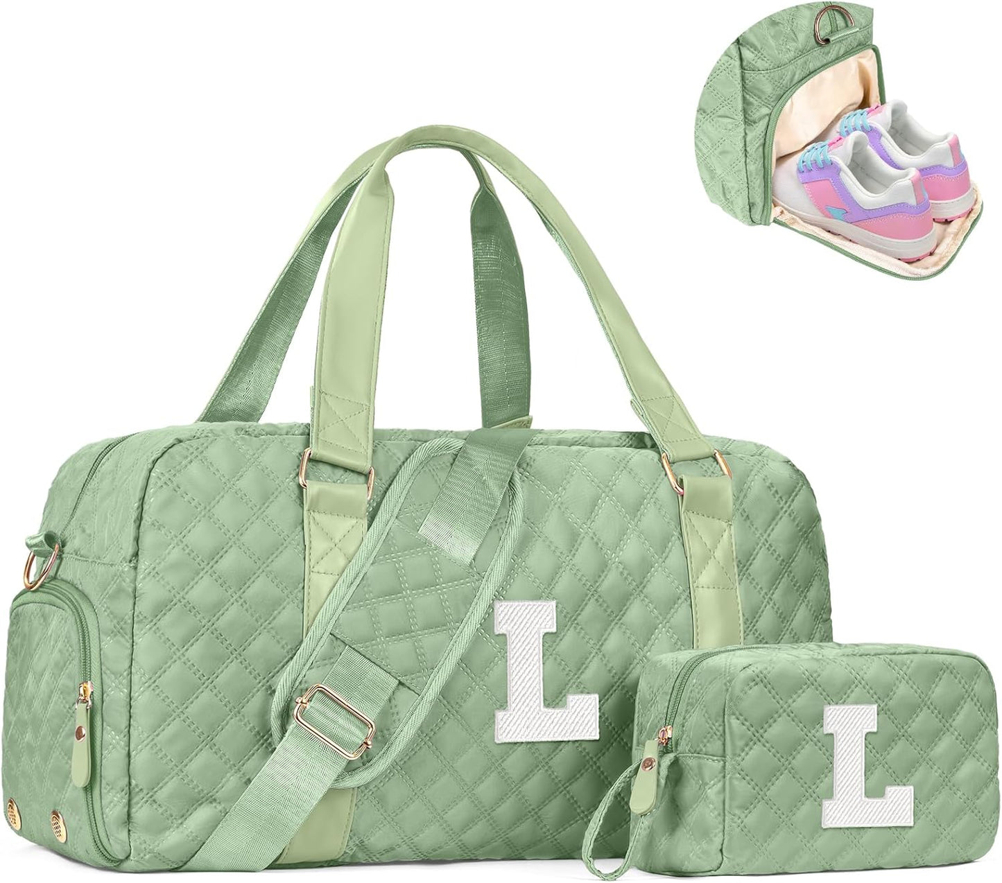 Monogram Duffle Bag Women Girls Gift: Initial Overnight bags, Dance Cheer bag Sports for Girl, Kid Gymnastics Bags, Birthday Gifts for Women Girls Kids Teens Mom Teacher