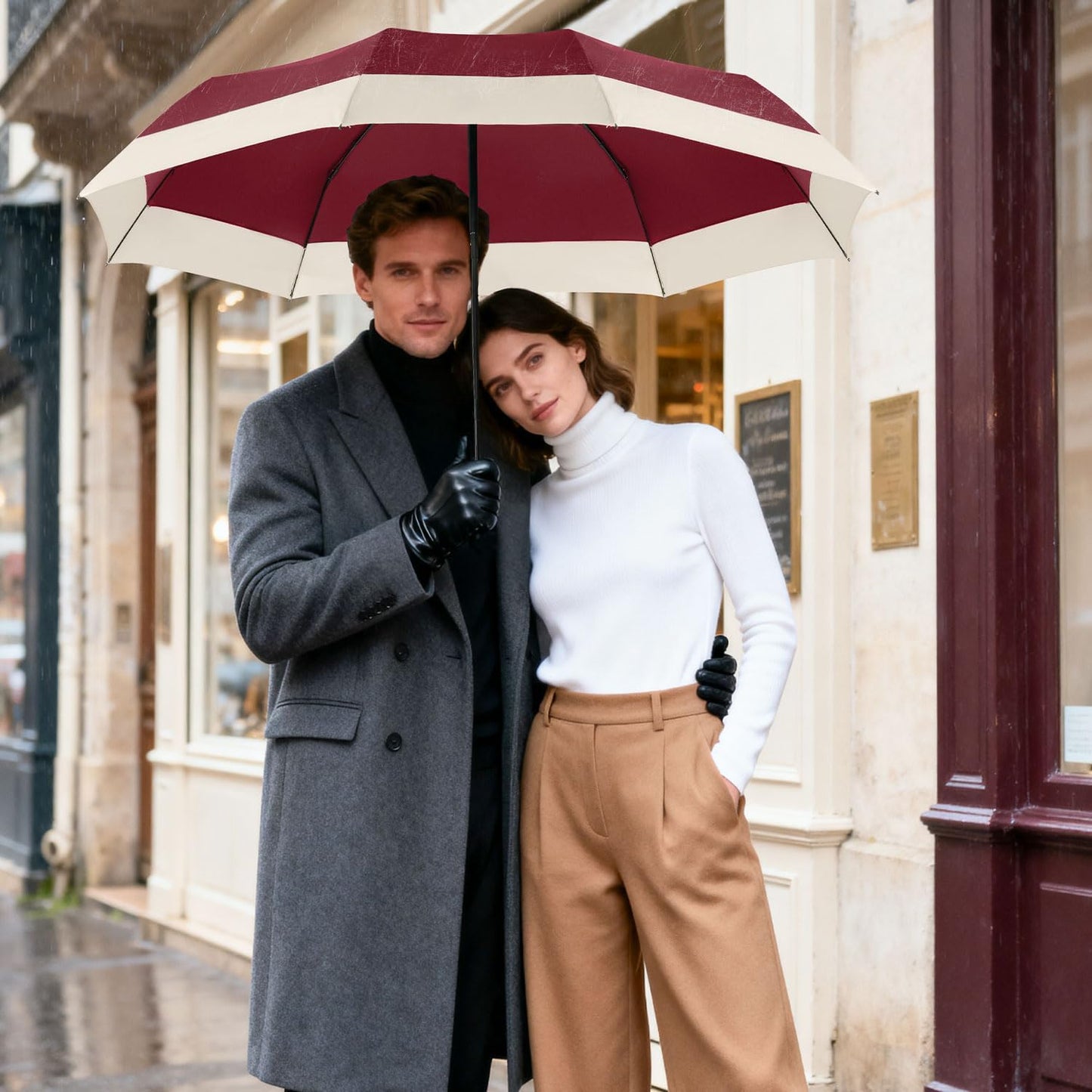 Lejorain Compact Golf Umbrella Large - 54inch Travel Big Portable Automatic Folding Umbrella Windproof for Men Heavy Duty 210T Dupont Teflon Coated Umbrella for Rain