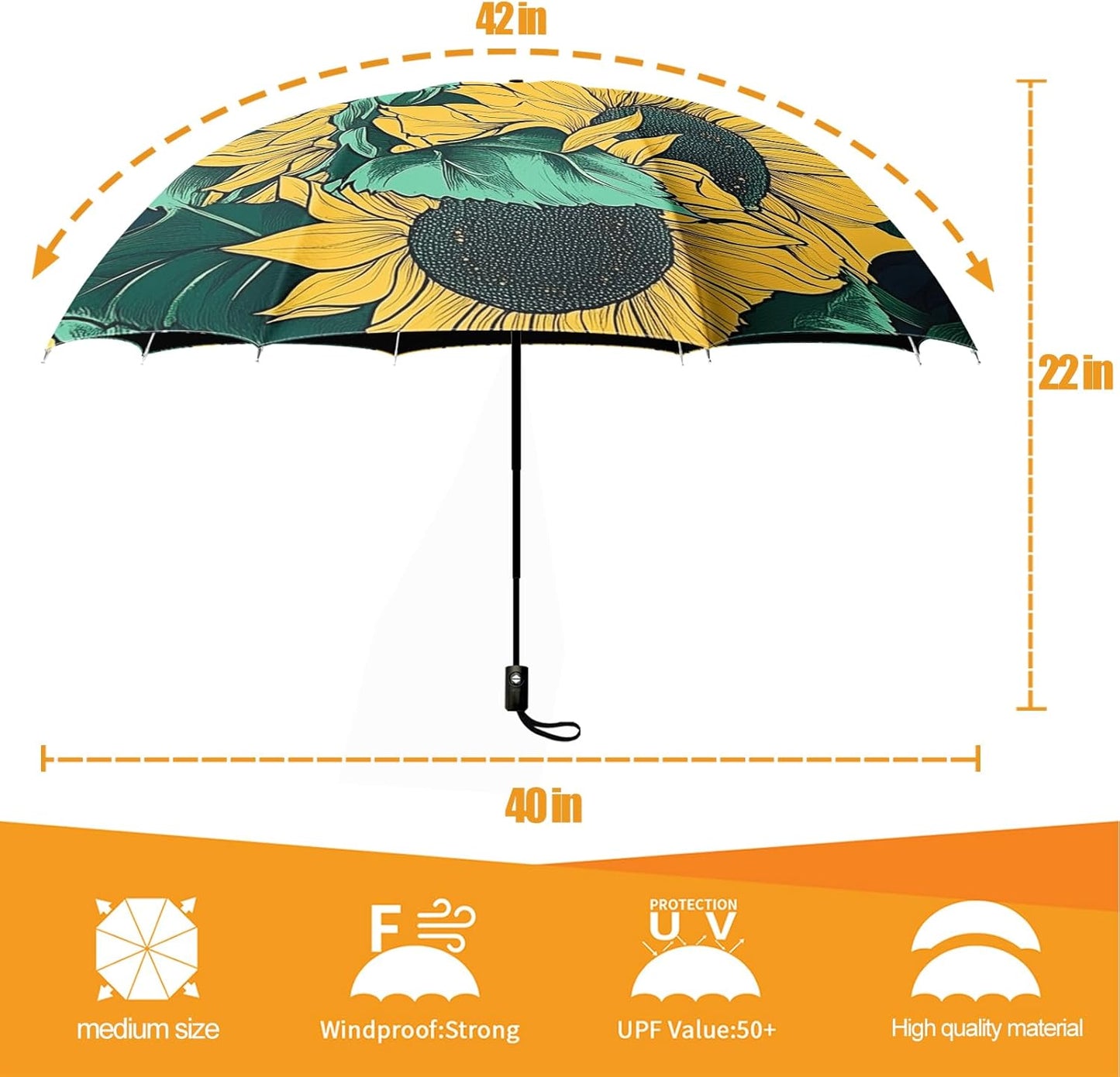 Small Compact Travel Automatic Folding Umbrella for Women, Portable Lightweight, Rain, Wind, UV Sun Shade