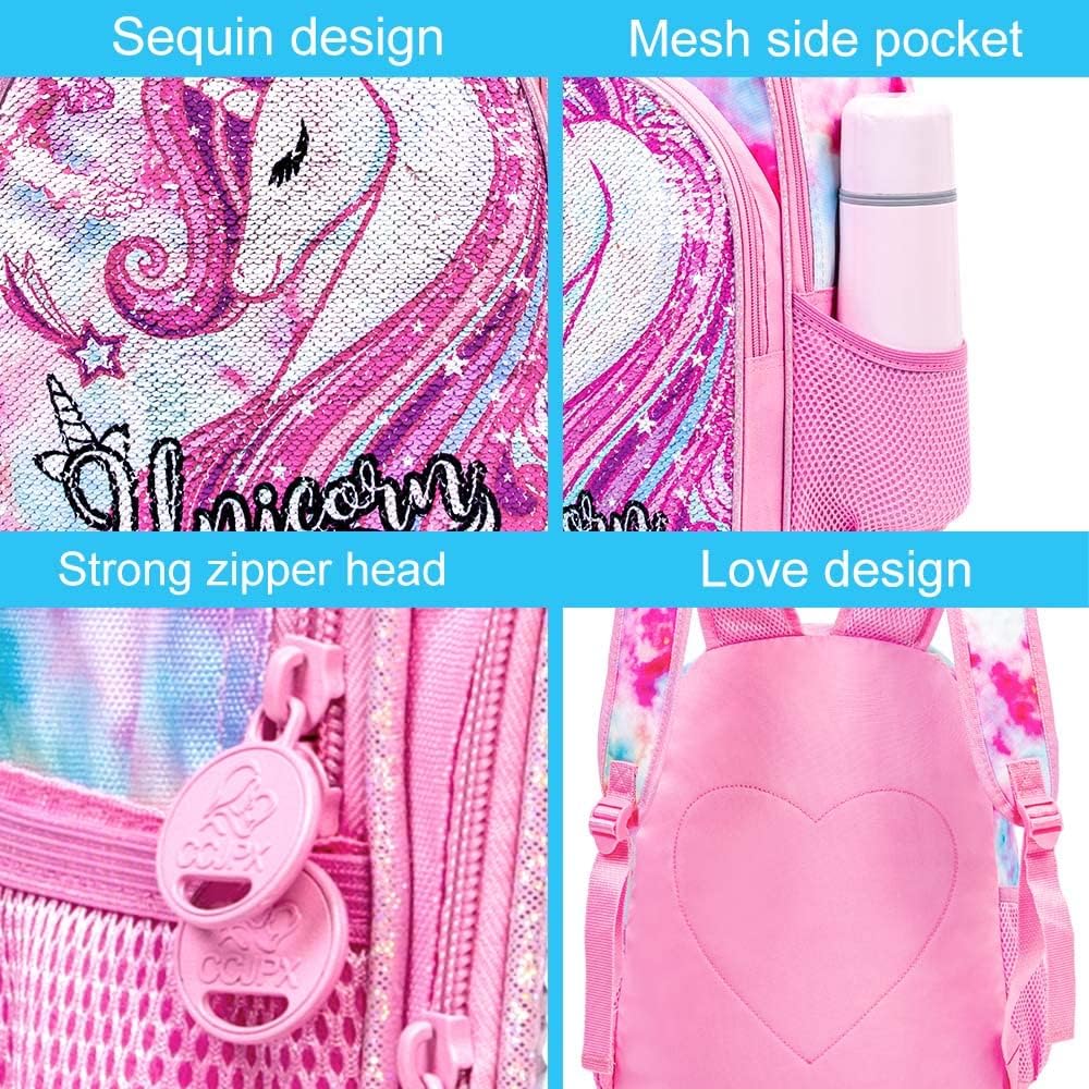 16" Backpack for Girls Boys 4-8, 3Pcs Kids Bookbag Set with Lunch Box, School Bag for Preschool Kindergarten