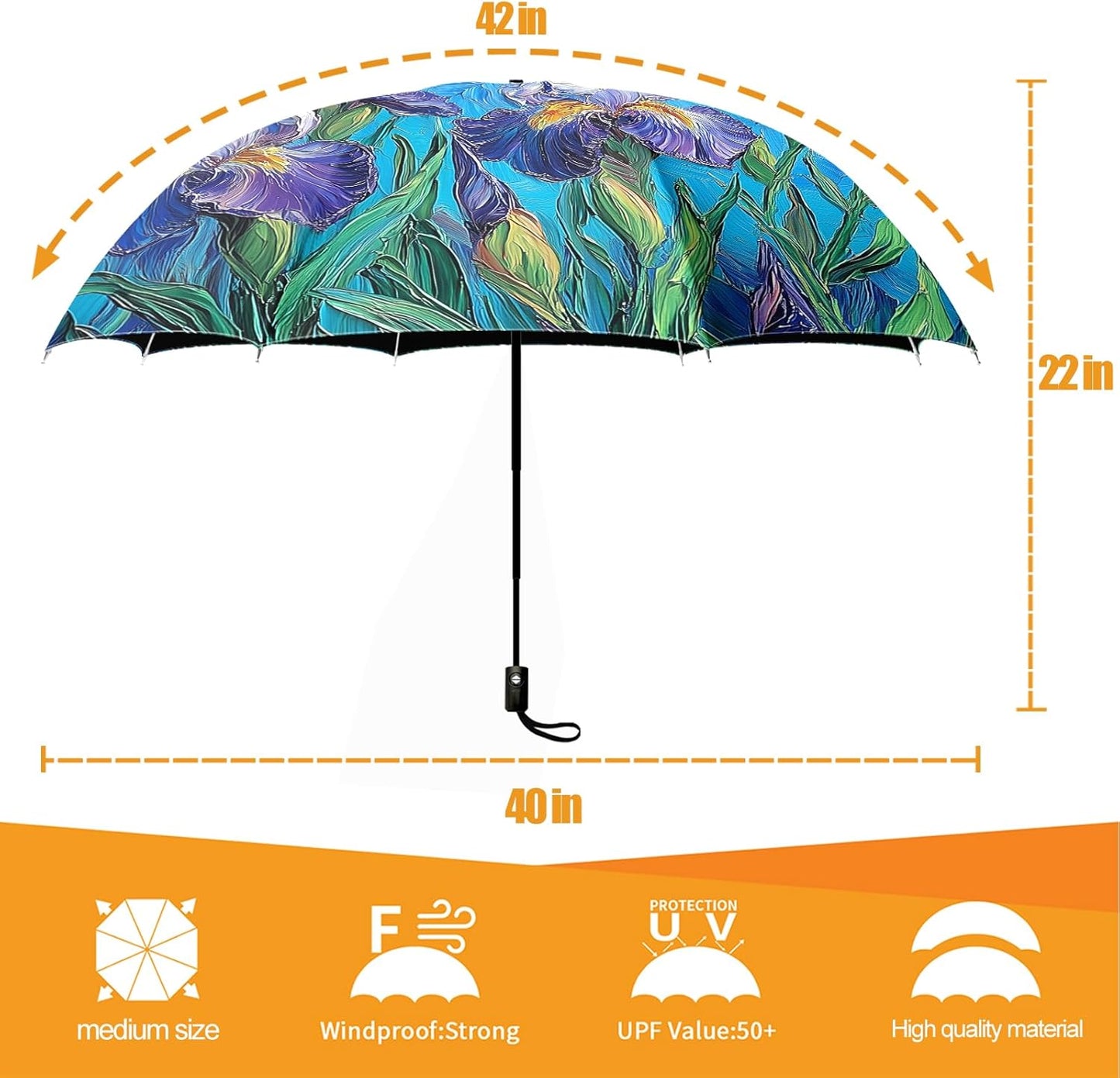 Small Compact Travel Automatic Folding Umbrella for Women, Portable Lightweight, Rain, Wind, UV Sun Shade