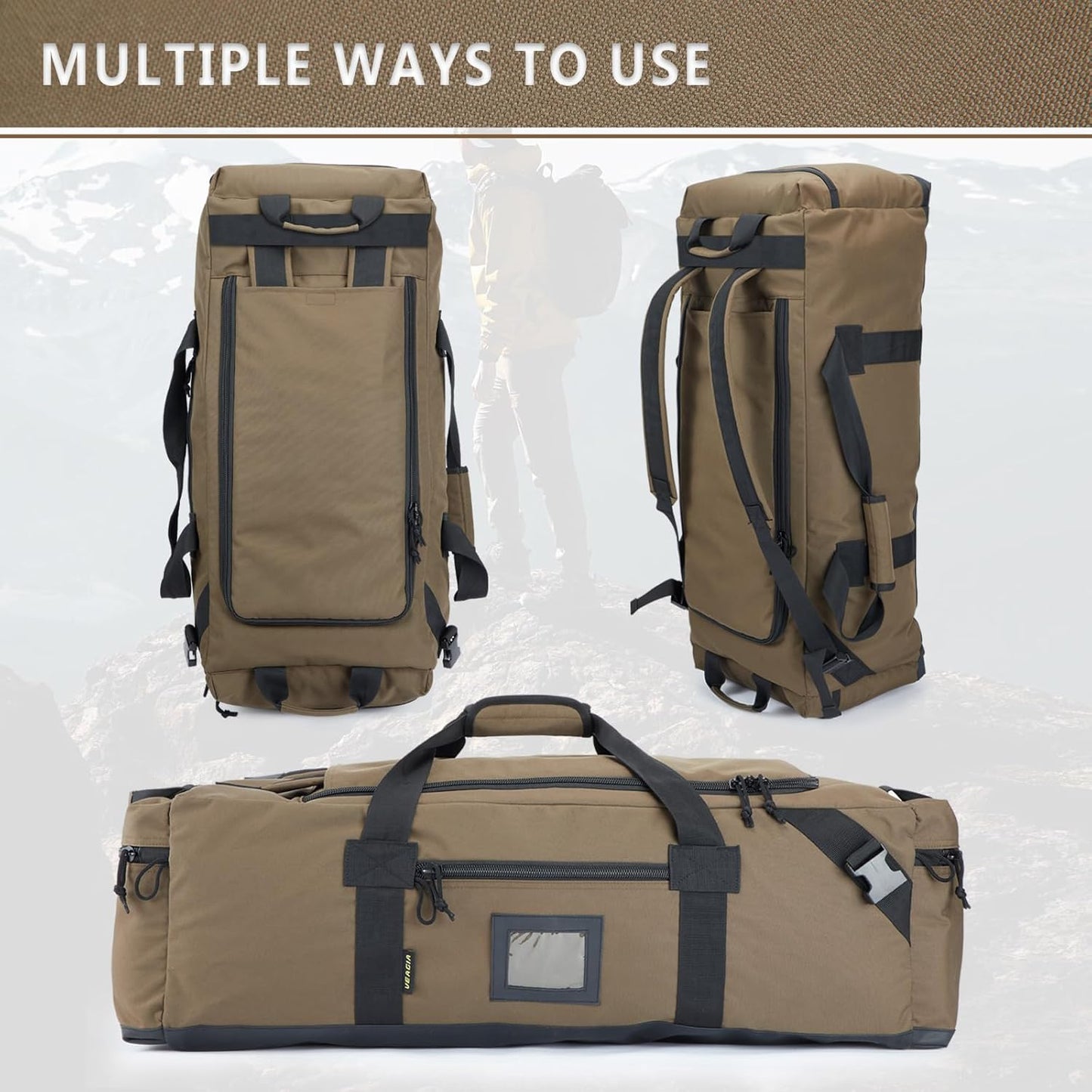 86l Large Duffel Bag For Travel, Gym & Sports - Water Repellent Polyester, Hidden Straps, Shoe Compartment - Perfect Luggage Duffle Bag Or Backpack For Men & Women