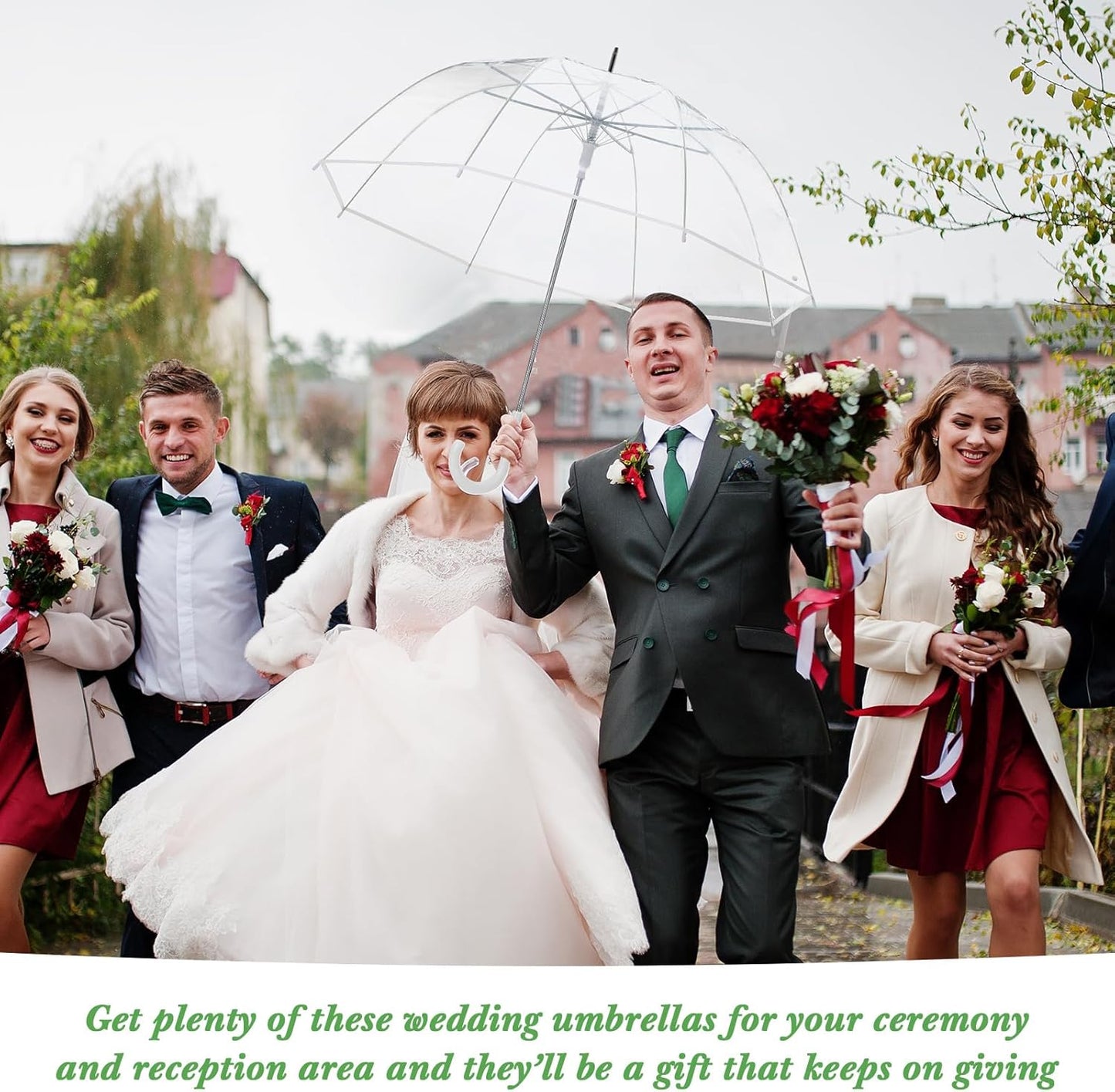 Wedding Favors for Guest Umbrella Gifts Bulk 52 Inch Large Dome Rain Windproof Stick Umbrellas with Thank You Tags and Rope Guest Souvenirs for Wedding Party Bridal Favors