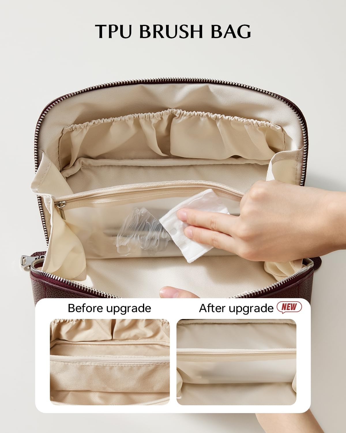 EACHY Makeup Bag,Large Capacity Travel Makeup Bag,Waterproof Portable Open Flat Toiletry Bag Cosmetic Bag with Divider and Handle