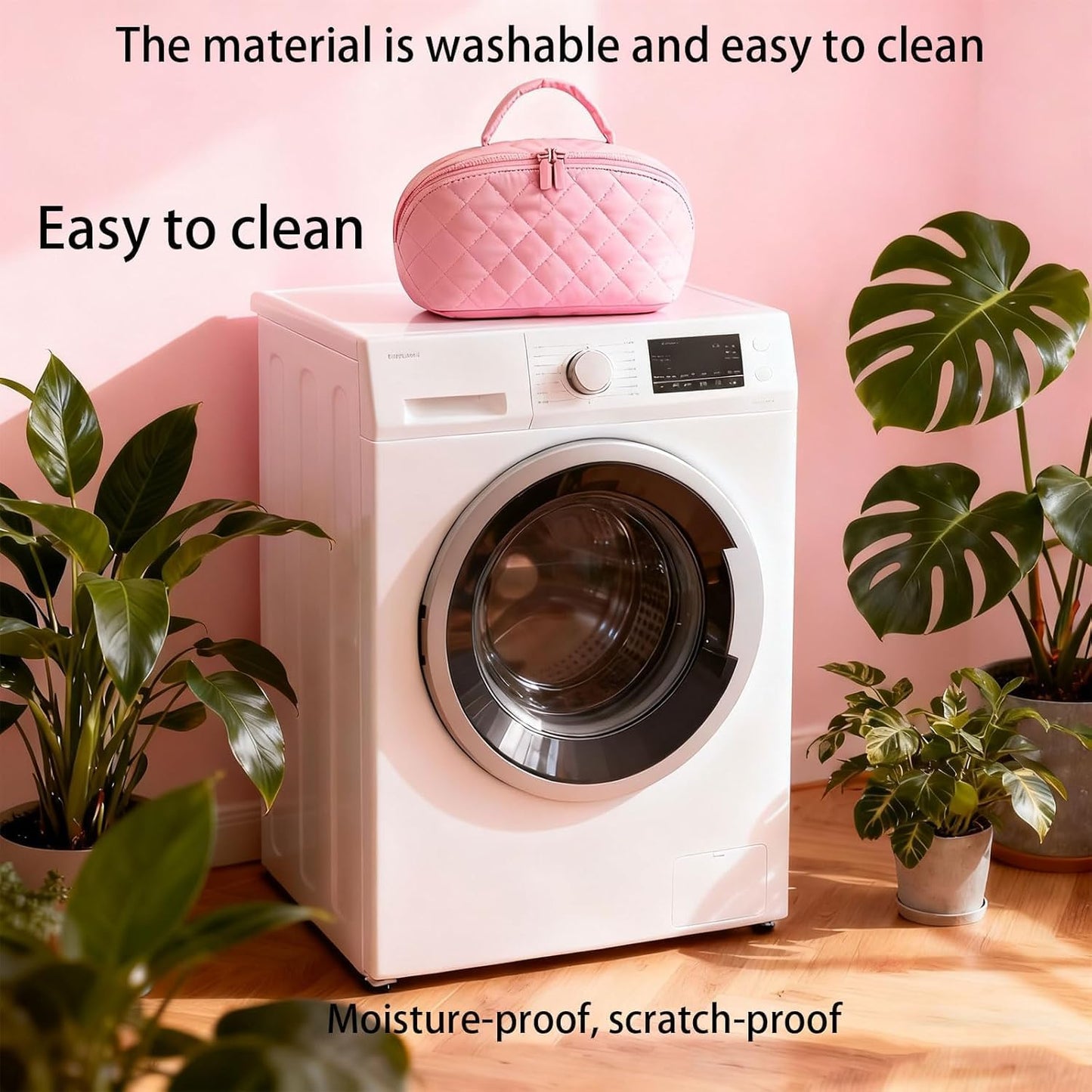 Petition Travel Makeup Bag for Woman,Festivalment Lay Flat Makeup Bag, Wide Open Water-Resistant Cosmetic Case,Puffy Padded Organizer for Toiletries & Brushes Large Capacity with Compartments (Khaki)