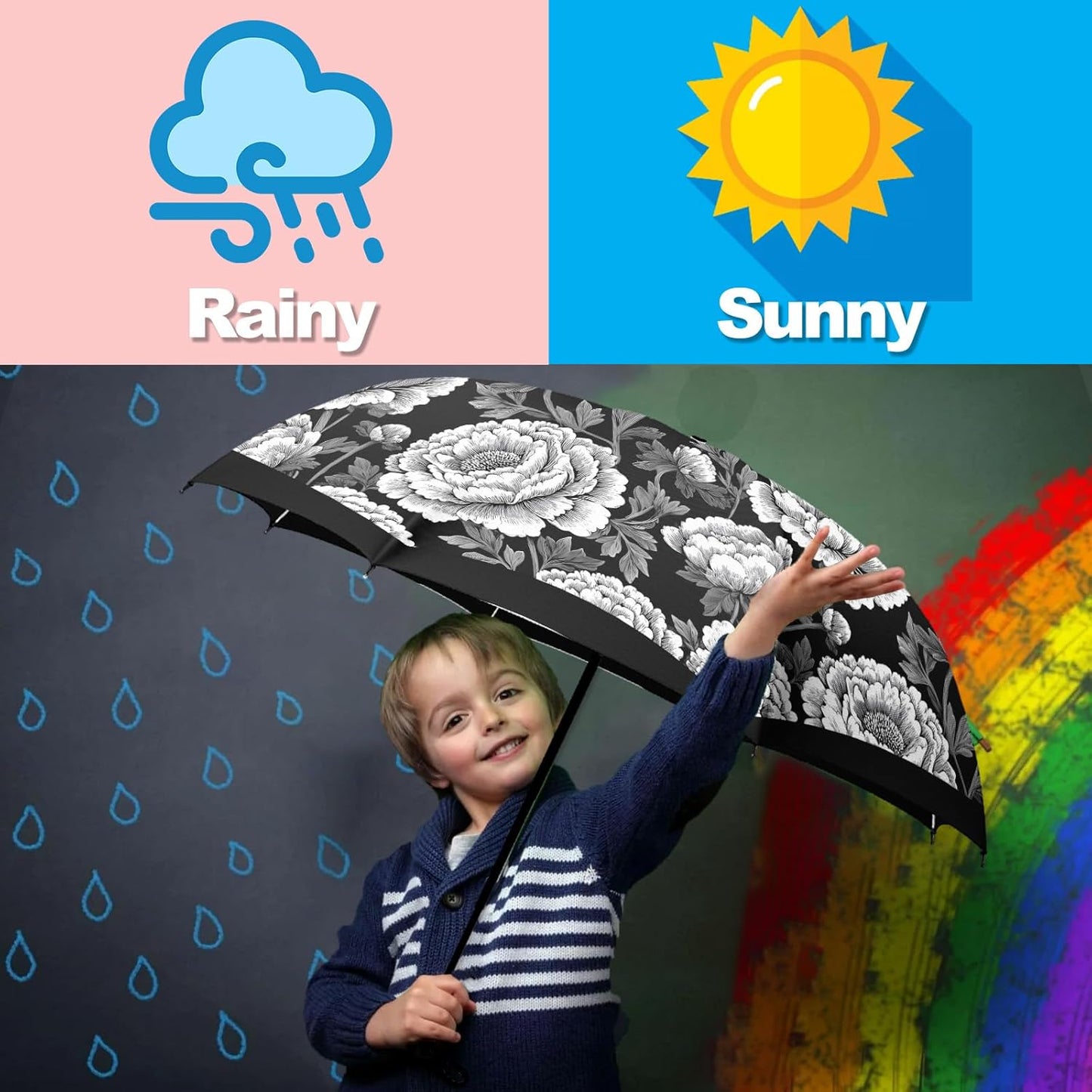 Small Travel Folding Umbrella for Girl, Portable, UV, SunShade, Compact, Automatic, Rain & Wind