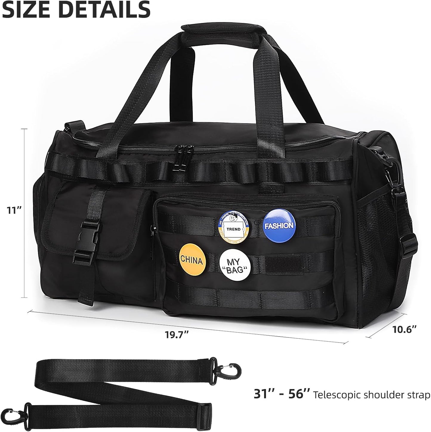 Gym Bag for Men & Women With Shoe Compartment, Convertible Duffle Bag & Gym Backpacks, Gym Bag for travel, Sports, Fitness & Workout