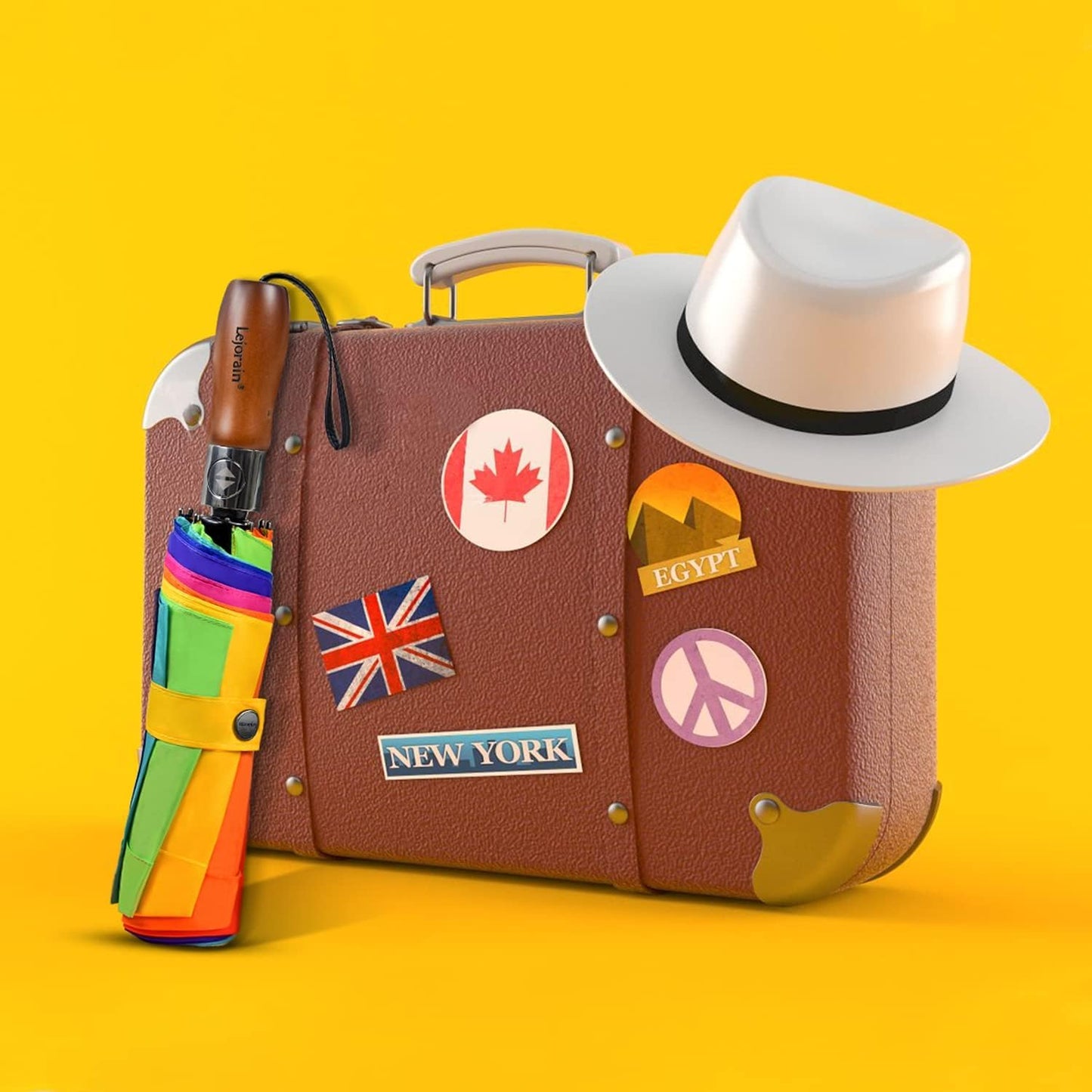 Lejorain Large Folding Golf Umbrella - Compact Mens Umbrellas Travel Rain and Windproof 54inch Collapsible Automatic Open Close Umbrella 210T Teflon Vented Double Canopy