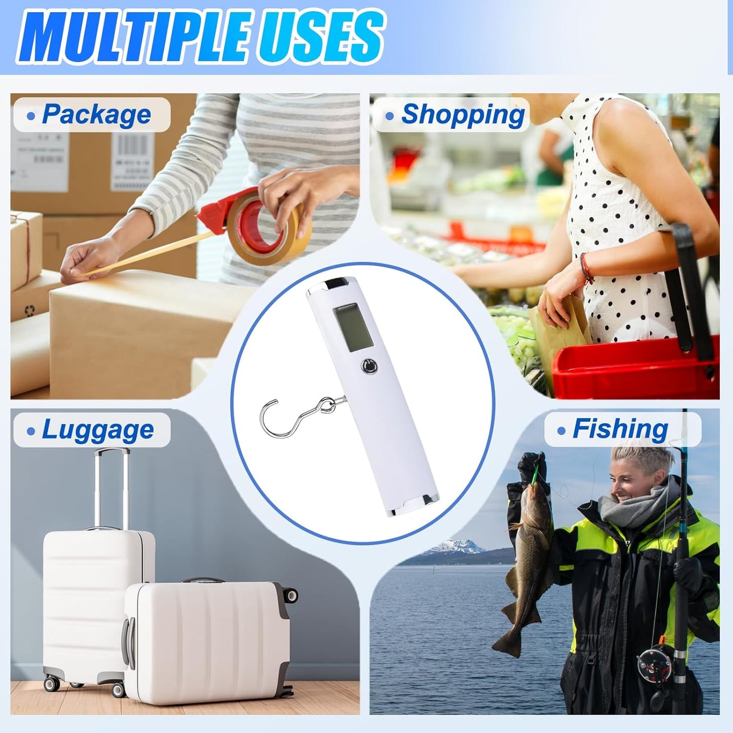 Digital Luggage Scale for Travel Handheld Weight Scale for Luggage with Tare Function 110lbs Travel Luggage Weight Portable Suitcase Weighing Scale Back-lit LCD Display Gifts for Travelers (Hook)