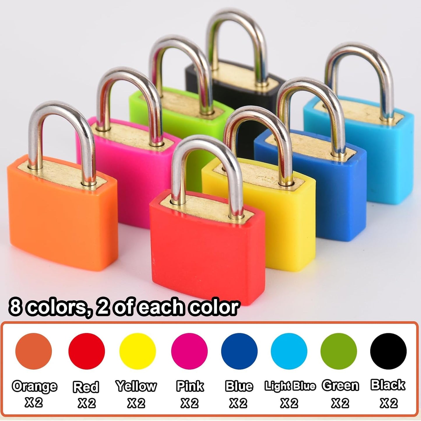 16 PCS Suitcase Locks with Keys,Small Luggage Padlocks Metal Padlock with Key,Multicolor Lock Luggage Locks Mini Keyed Padlock for Backpack Boxes Laptop Bag School Gym Locker,23 mm,8 Colors