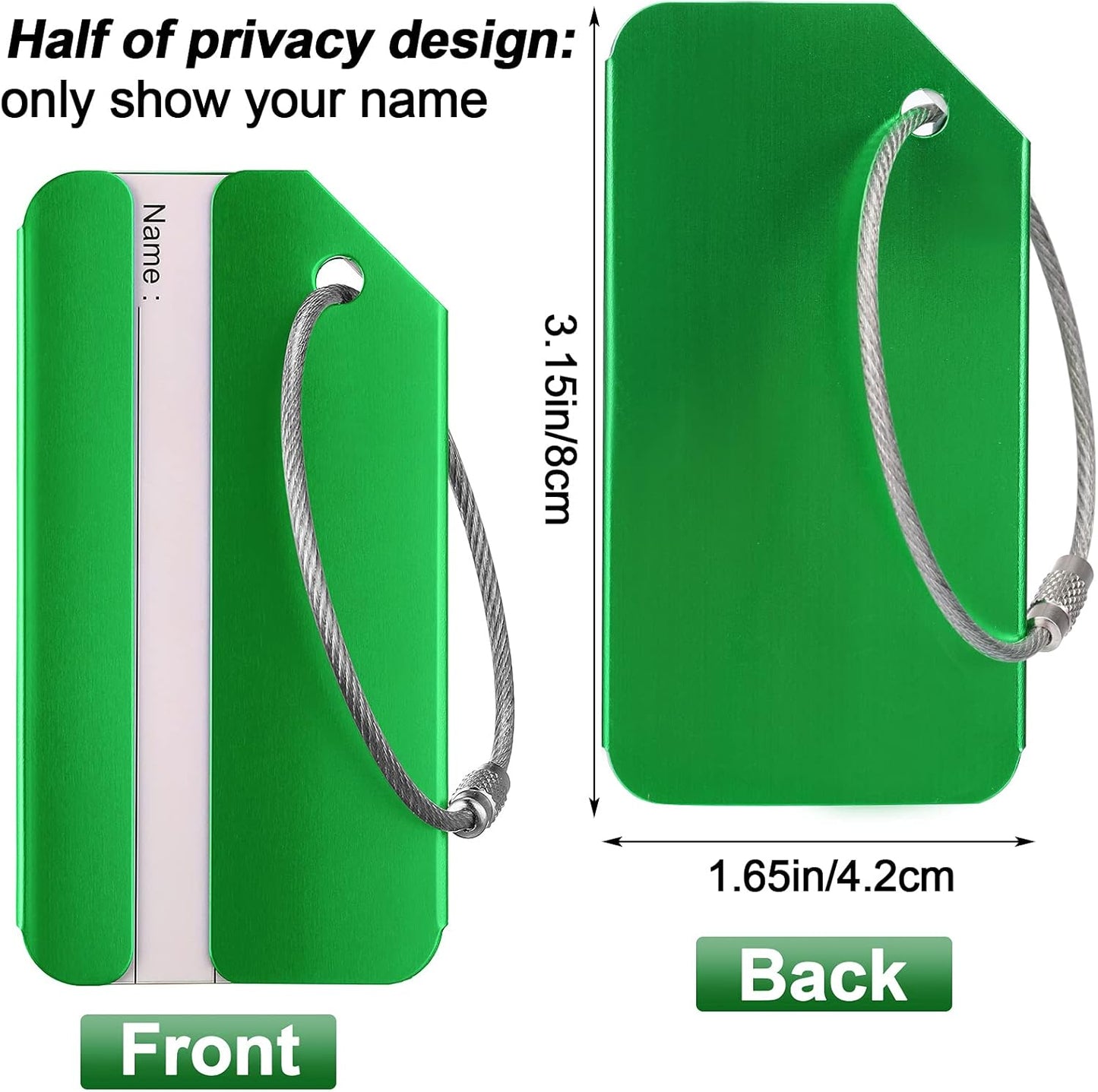 12 Pieces Luggage Tags Business Card Holder Aluminum Metal Travel ID Bag Tag for Suitcases Travel Luggage Baggage Identifier(Green)
