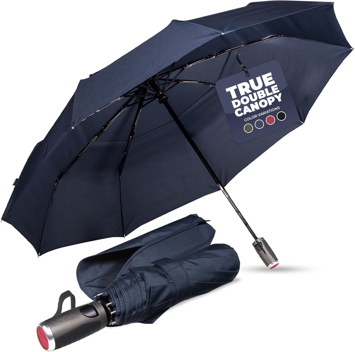 LifeTek Premium Travel Umbrella - Windproof & Compact for Men & Women, Automatic Open Close, Fits in Purse Laptop Bag or Backpack, Strong Frame for Heavy Rain & Sun UV Protection