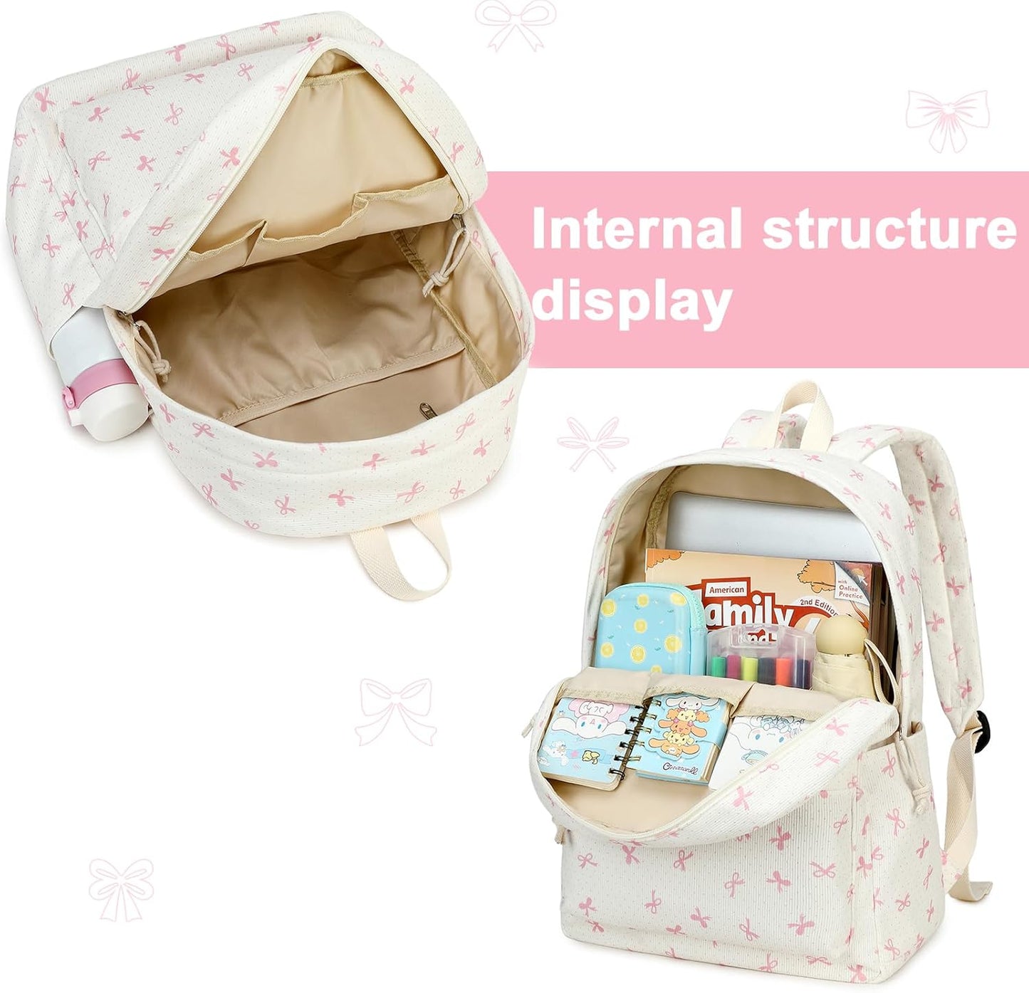 LEDAOU Backpack for Girls School Bag Kids Bookbag Teen Backpack Set Daypack with Lunch Bag and Pencil Case