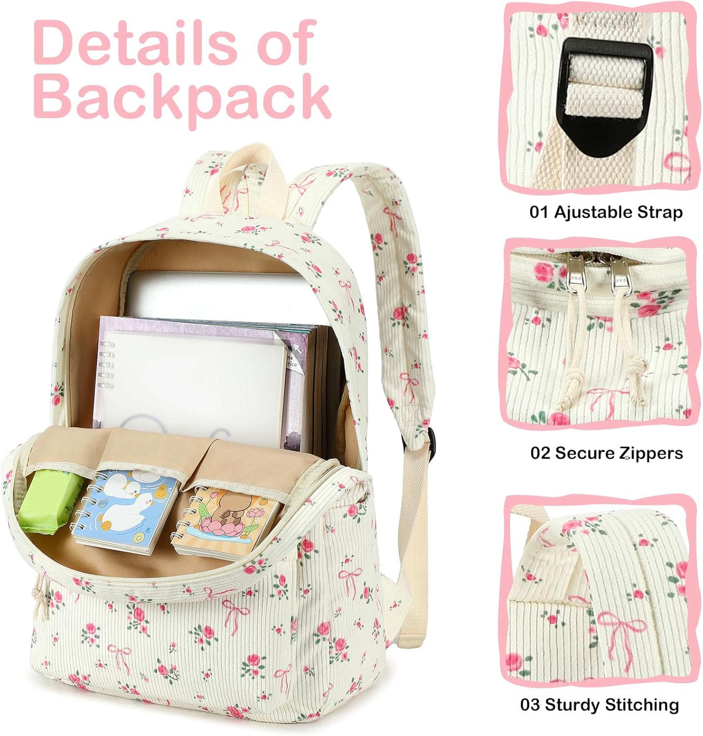 LEDAOU School Backpack Teen Girls Lightweight Bookbag Elementary Middle School Backpacks College Laptop Bag Travel Daypack