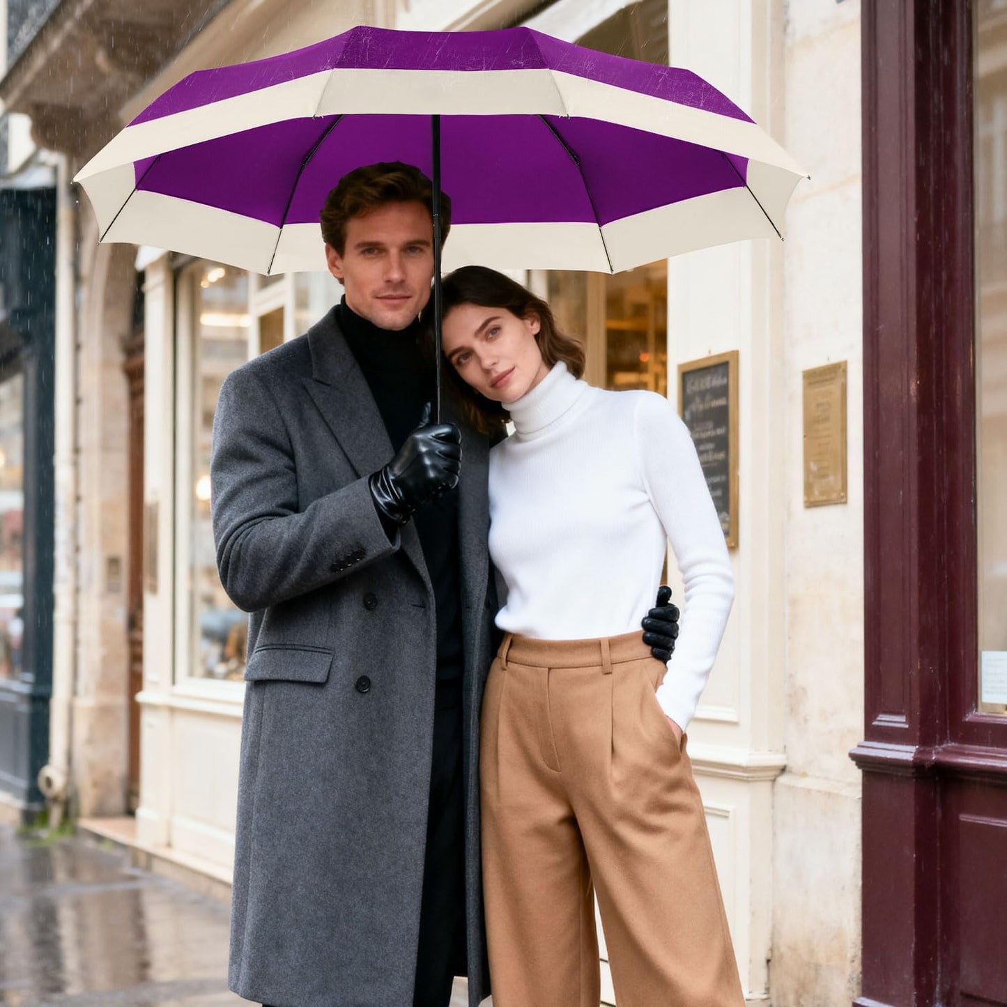 Lejorain Compact Golf Umbrella Large - 54inch Travel Big Portable Automatic Folding Umbrella Windproof for Men Heavy Duty 210T Dupont Teflon Coated Umbrella for Rain