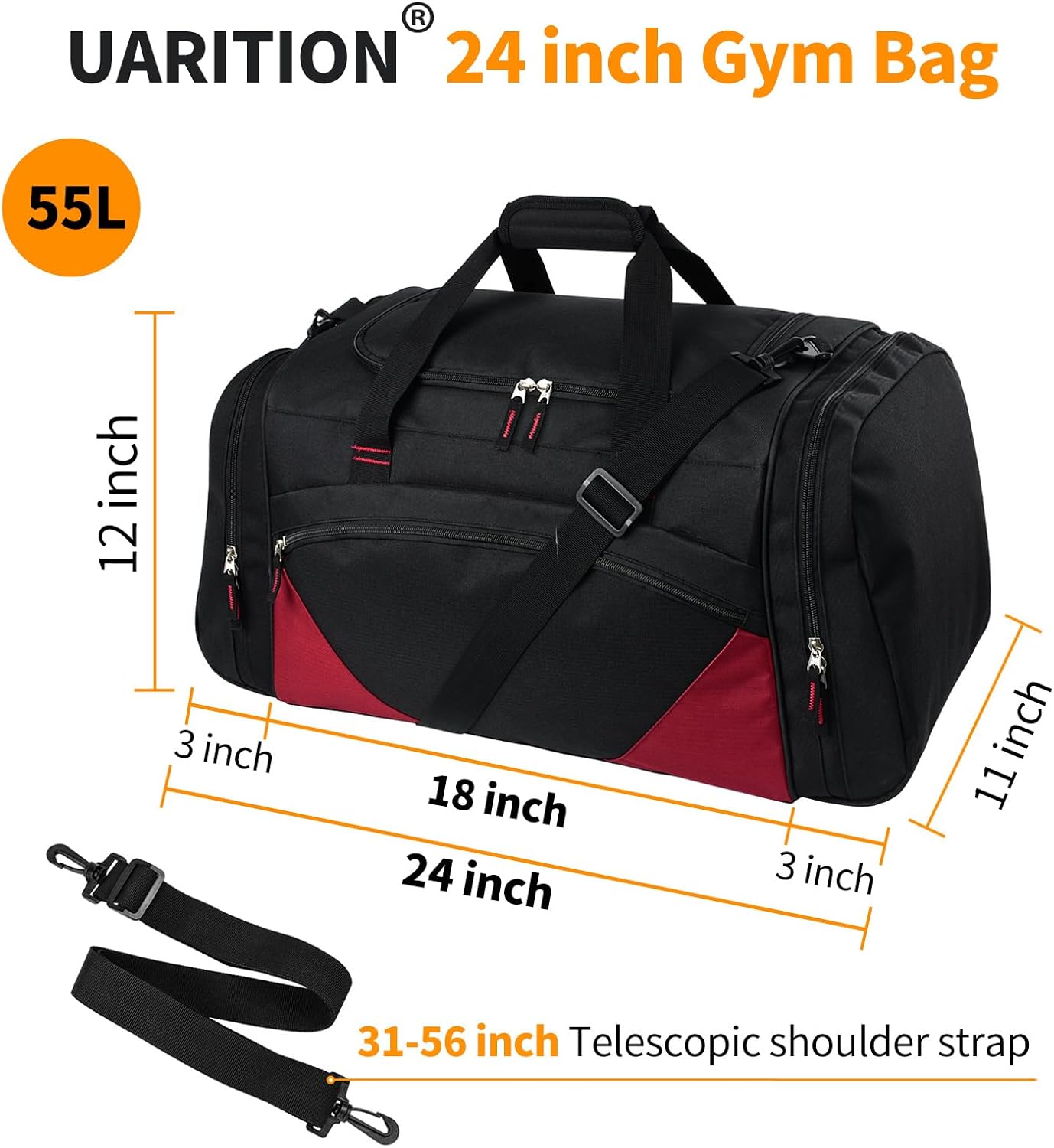Mens Gym Bag, 55L Large Sports Duffle Bags, Workout Bags Lightweight