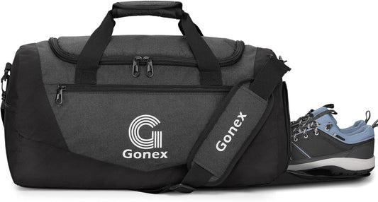Gonex Gym Duffel Bag with Shoe Compartment Wet Pocket, Large Capacity Sports Duffle Bag for Men Women, Workout & Travel Bag with Multiple Pockets, Black, Small (30L)