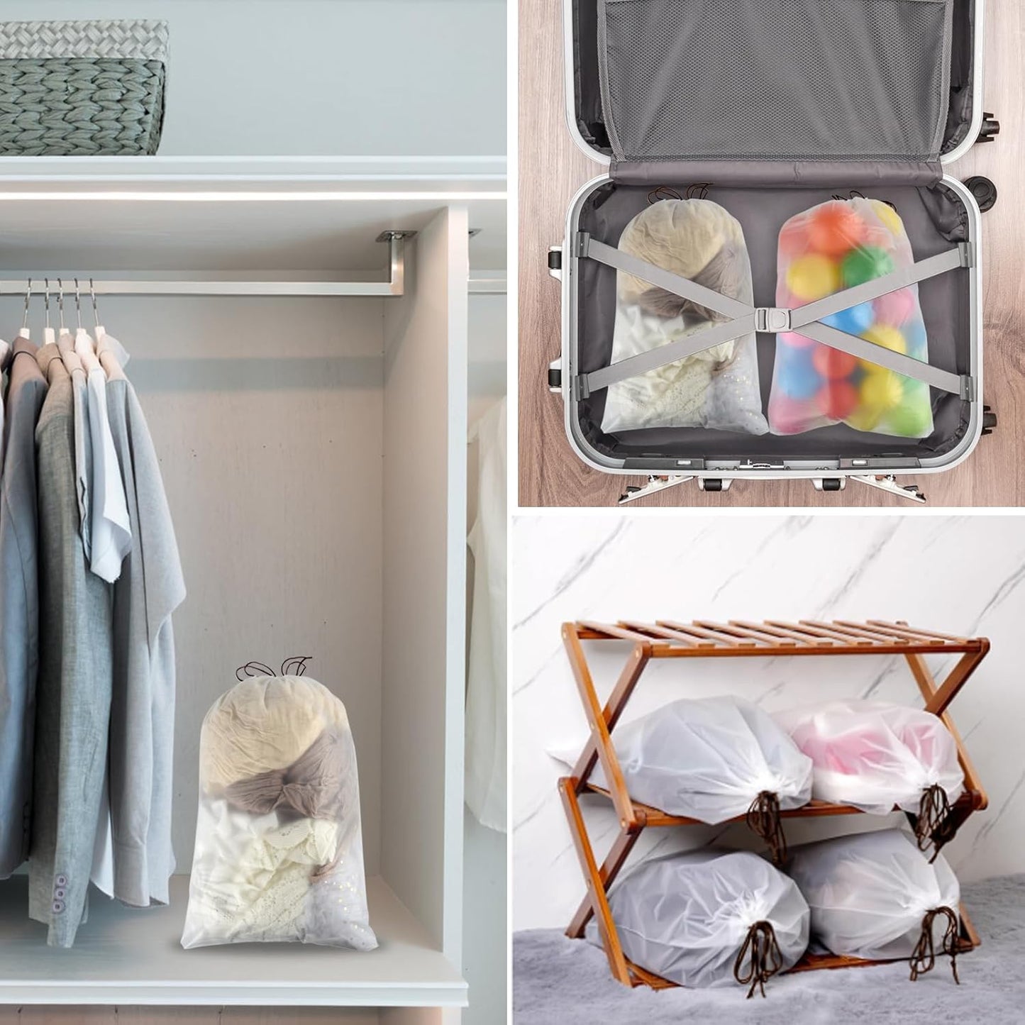 12 Pcs Shoe Bags for Travel, PLULON Clear Drawstring Travel Shoe Bags for Packing Waterproof Dustproof Shoes Organizer Pouch Travel Accessories Shoe Storage Bag for Women Men Portable Travel Essential