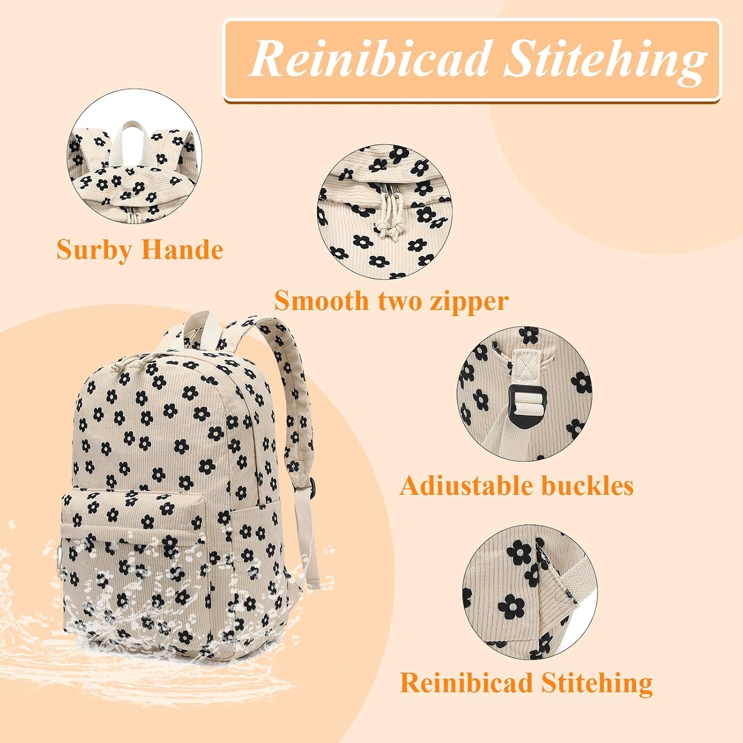 LEDAOU School Backpack Teen Girls Lightweight Bookbag Elementary Middle School Backpacks College Laptop Bag Travel Daypack