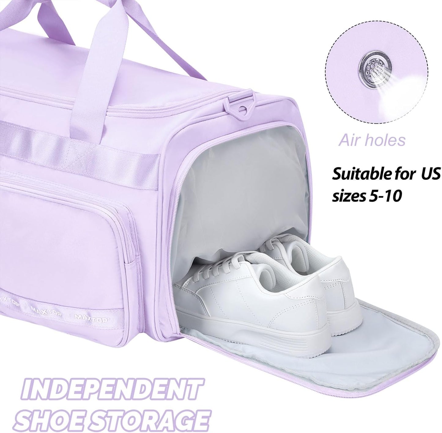 MAXTOP Gym Bag for Women Men Travel Duffle Bag Large Capacity Carry On Weekender Overnight Bag With Shoe Compartment Gym Tote Dry Wet Separation Duffel Bag for Travel