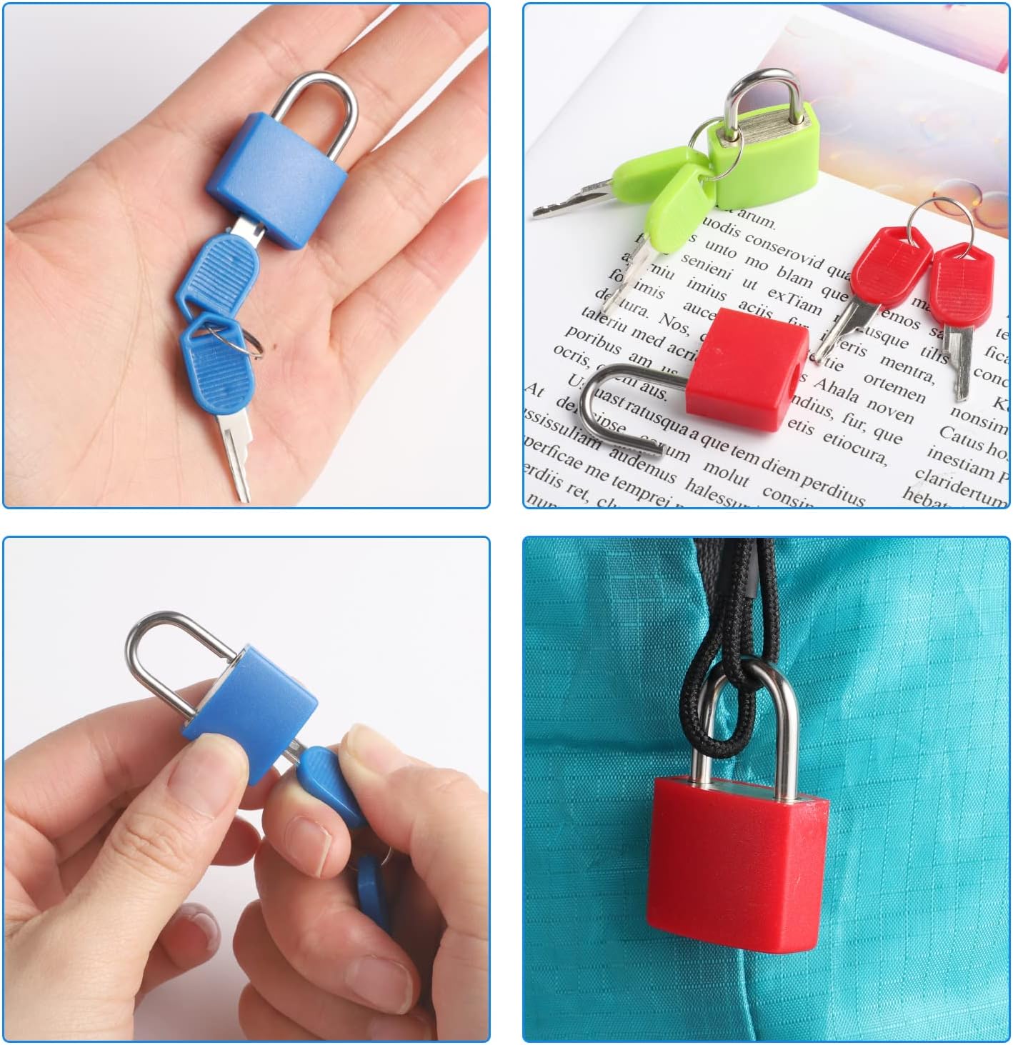 10 Pcs Luggage Locks with Keys, Locker Lock Small Luggage Padlocks, Suitcase Locks Metal Keyed Padlock for School Gym