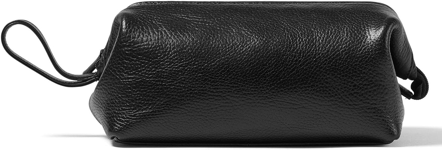 Leatherology Premium Ebony Framed Toiletry Bag - Wide-mouth zippered opening, interior and exterior zippered compartments, compact and functional