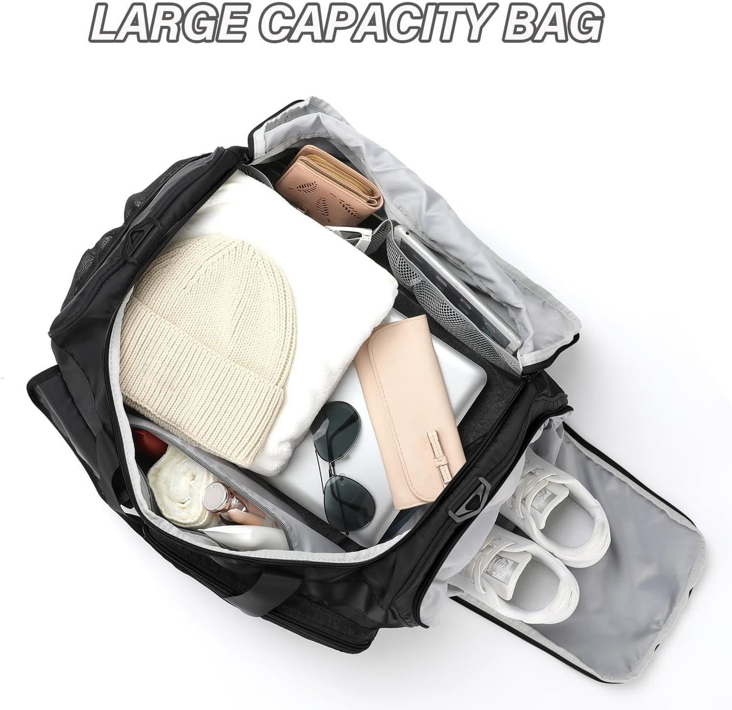 MAXTOP Gym Bag for Women Men Travel Duffle Bag Large Capacity Carry On Weekender Overnight Bag With Shoe Compartment Gym Tote Dry Wet Separation Duffel Bag for Travel