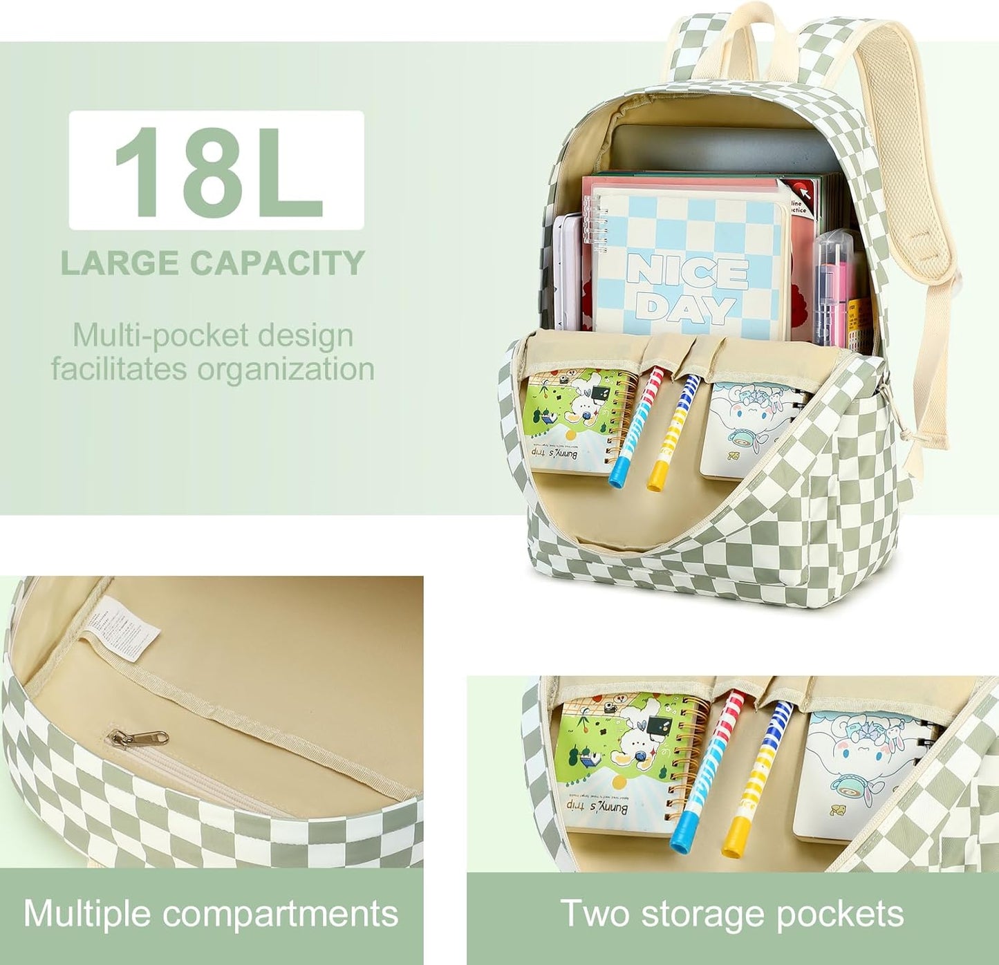 LEDAOU Backpack for Girls School Bag Kids Bookbag Teen Backpack Set Daypack with Lunch Bag and Pencil Case