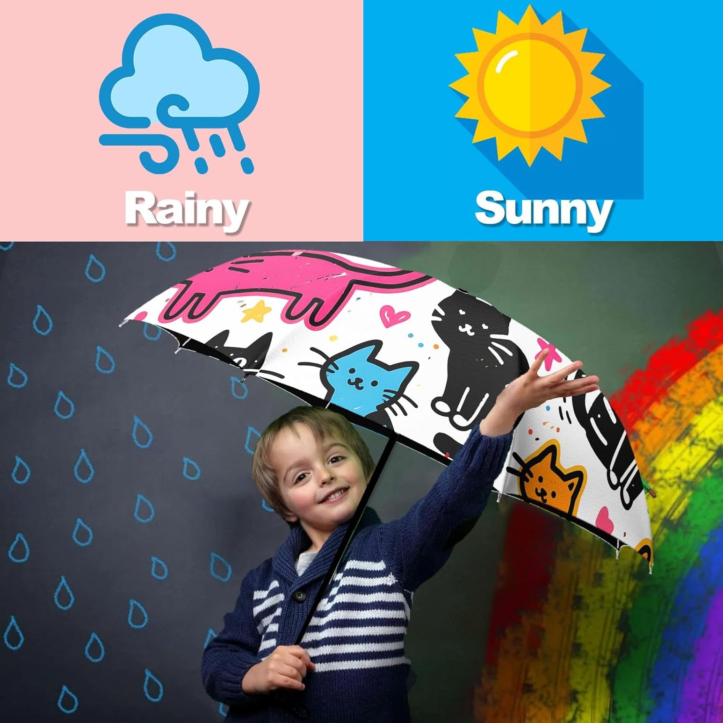 Small Travel Folding Umbrella for Girl, Portable, UV, SunShade, Compact, Automatic, Rain & Wind