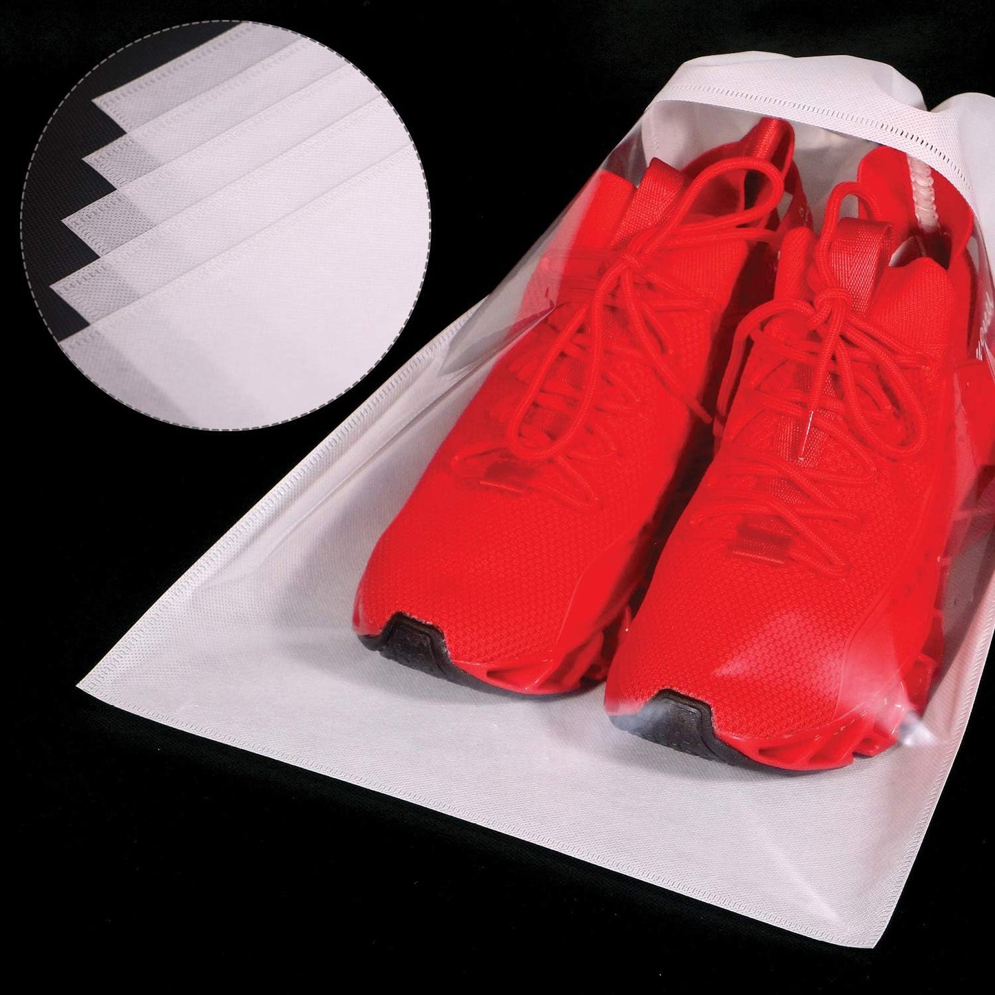 12 Pack Portable Shoe Bags for Travel Large Shoes Pouch Storage Organizer Clear Window with Drawstring for Men and Women White