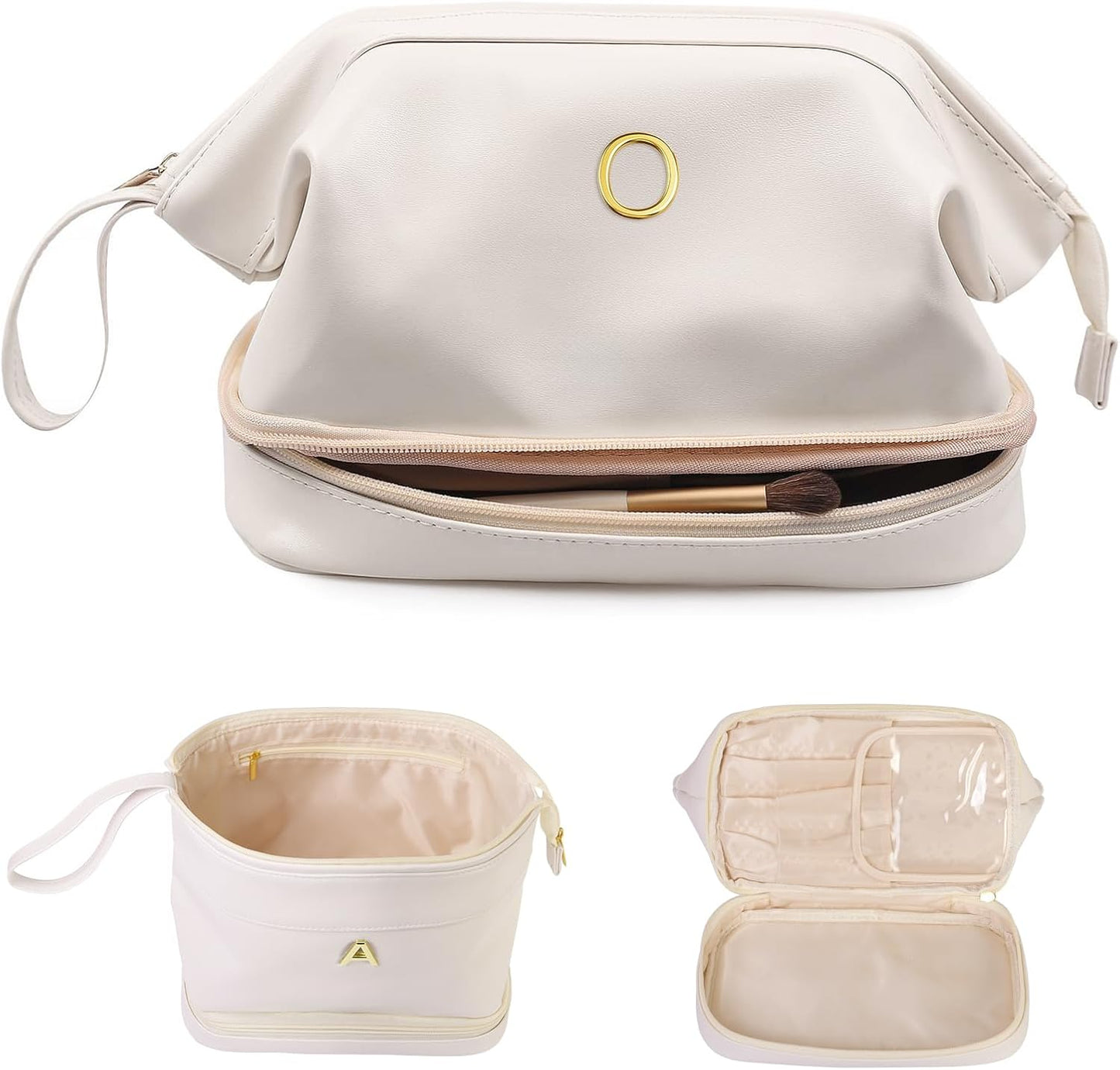 Bridesmaid Gifts, Women Makeup Bags, Friend Gifts, Personalized Double Layer Teen Girl Cosmetic Bag with Makeup Brush Organizer, Travel Toiletry Bag, Birthday Gifts for Girls