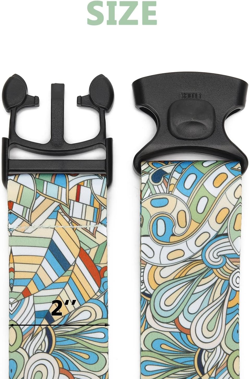 2 Pack 75'' x 2'' Adjustable Luggage Straps for Suitcase Belt Travel Bag Packing Straps Accessories (Green Flower)