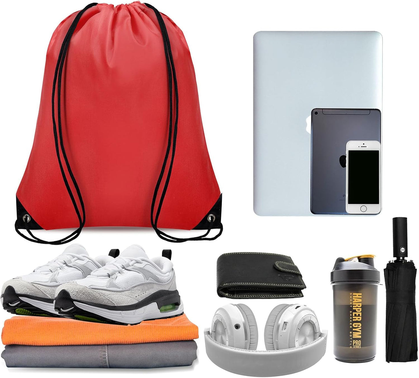 150Pcs Drawstring Backpack Bulk Cinch Sackpack Drawstring Bags Nylon for Gym Party Trip(Red)