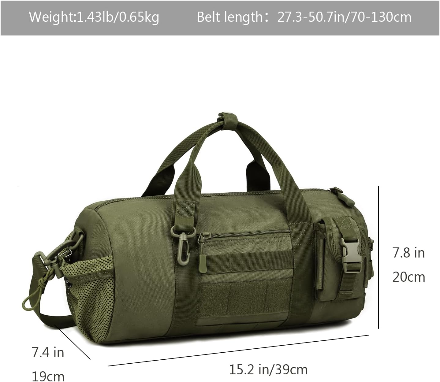 ArcEnCiel Small Tactical Duffle Bag Men Gym Pack Military Molle Shoulder Bags Shoes Storage Sports Handbag with Patch (Green)