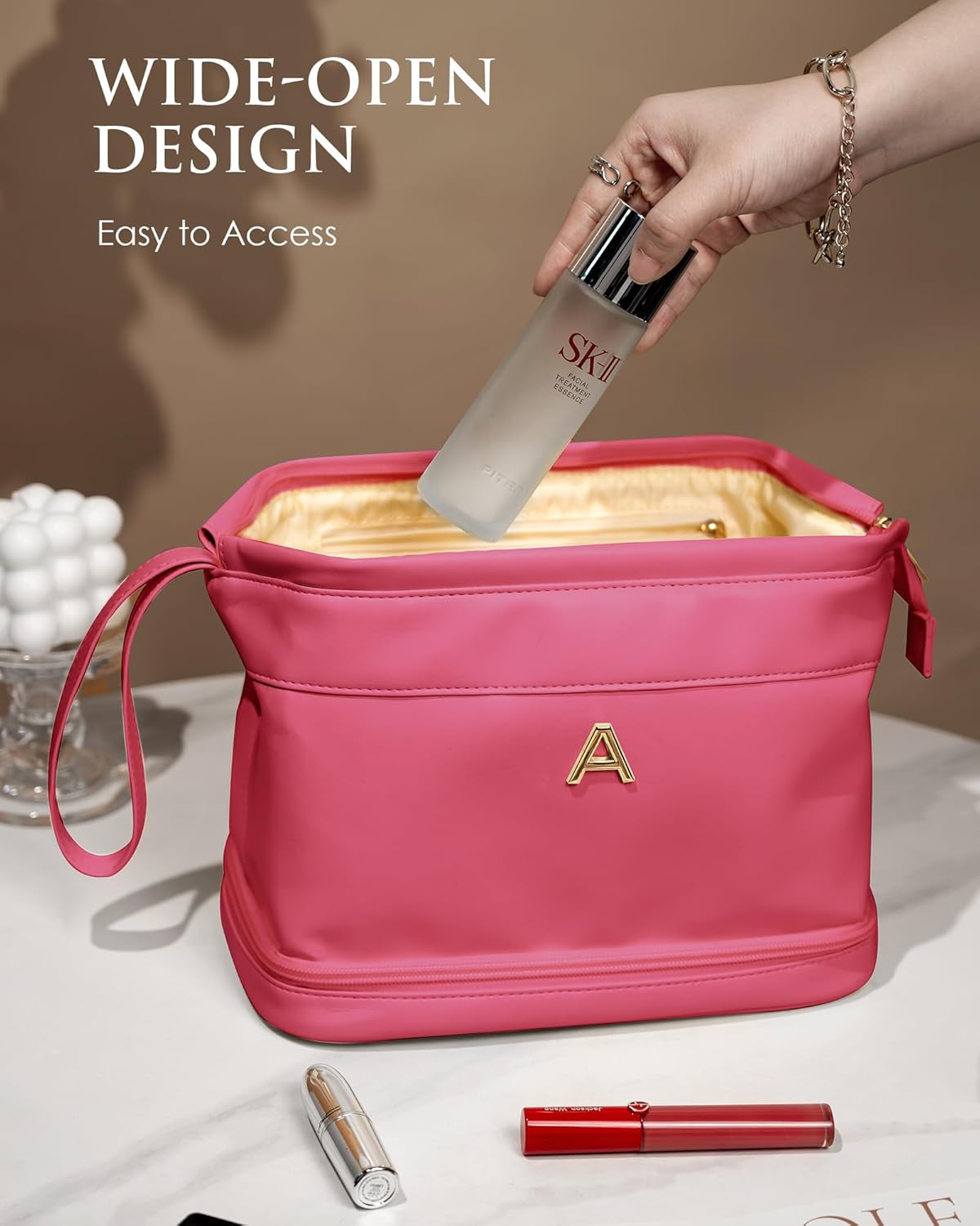 Womens Gifts Ideas, Makeup Bag for Women, Bridesmaid Engagement Gift for Her Travel Toiletry Bag Make Up Bag Pouch for Purse Bridal Shower Gifts for Engagement Wedding Bridesmaids Gift