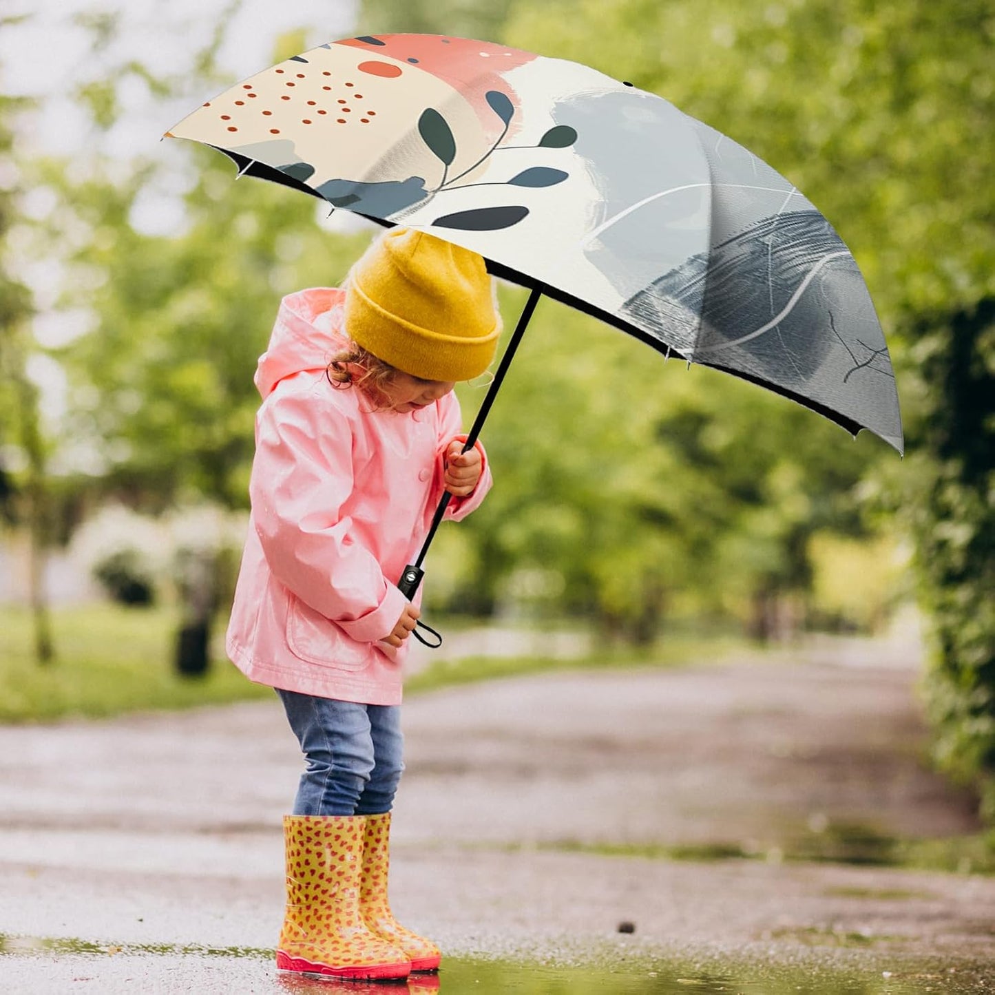 Small Compact Travel Automatic Folding Umbrella for Women, Portable Lightweight, Rain, Wind, UV Sun Shade